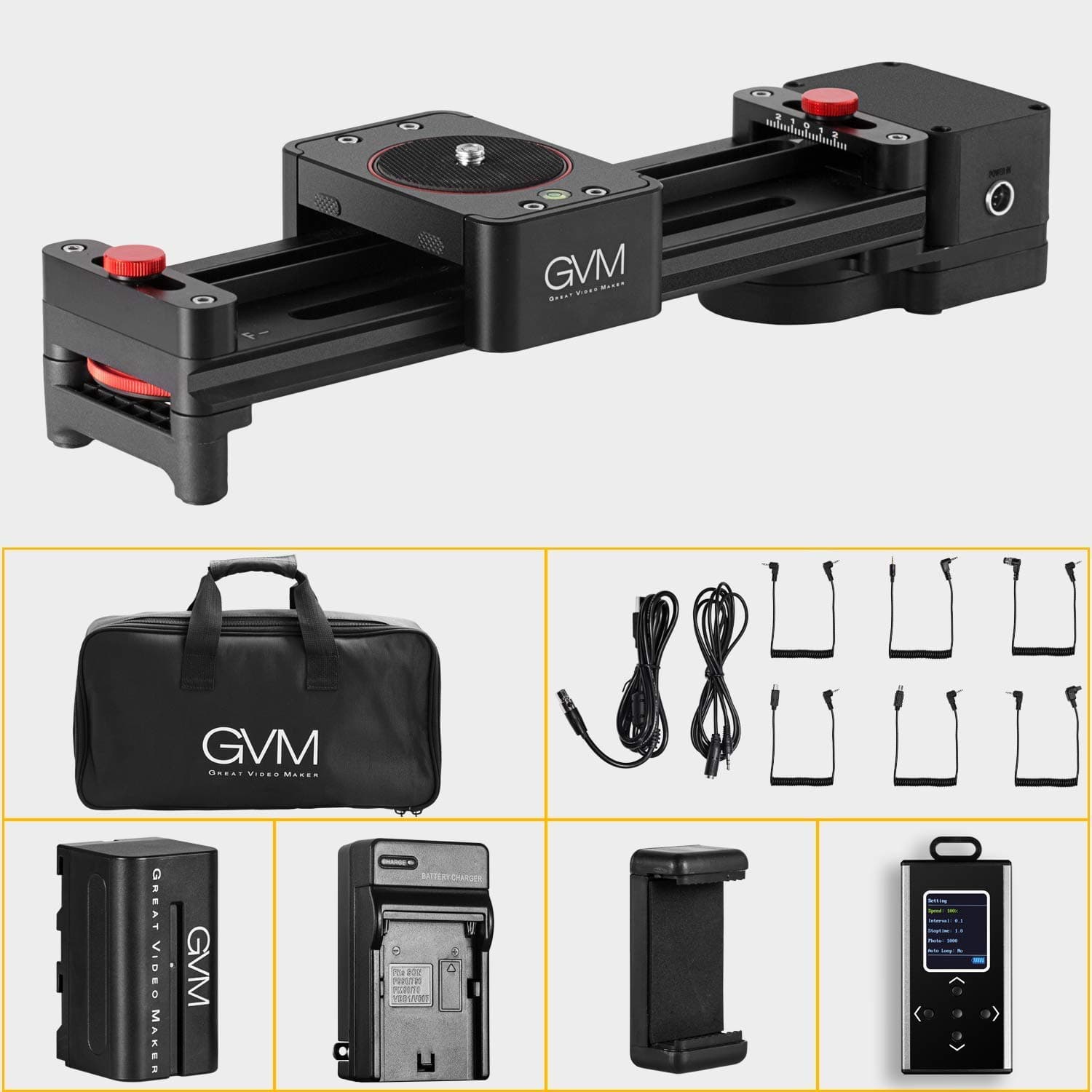 GVM Great Video Maker Mini Camera Slider Track Dolly Sliders Rail System with Motorized Time Lapse and Video Shot, Black (GVM Mini Slider)