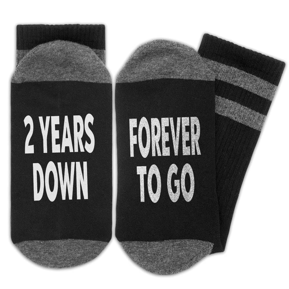 2 Years Down Forever To Go, Anniversary Socks, 2 yr Marriage Date, Gifts for Couple, 2nd Wedding Anniversary