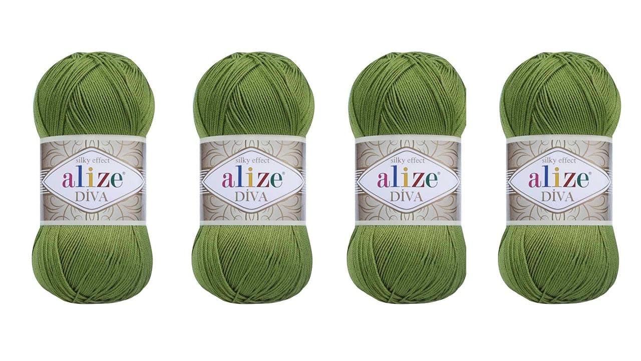 Hand Knitting Yarn 100% Microfiber Acrylic Yarn Alize Diva Silk Effect Thread Crochet Art Lace Craft Lot of 4 skeins 400gr 1532yds (210)