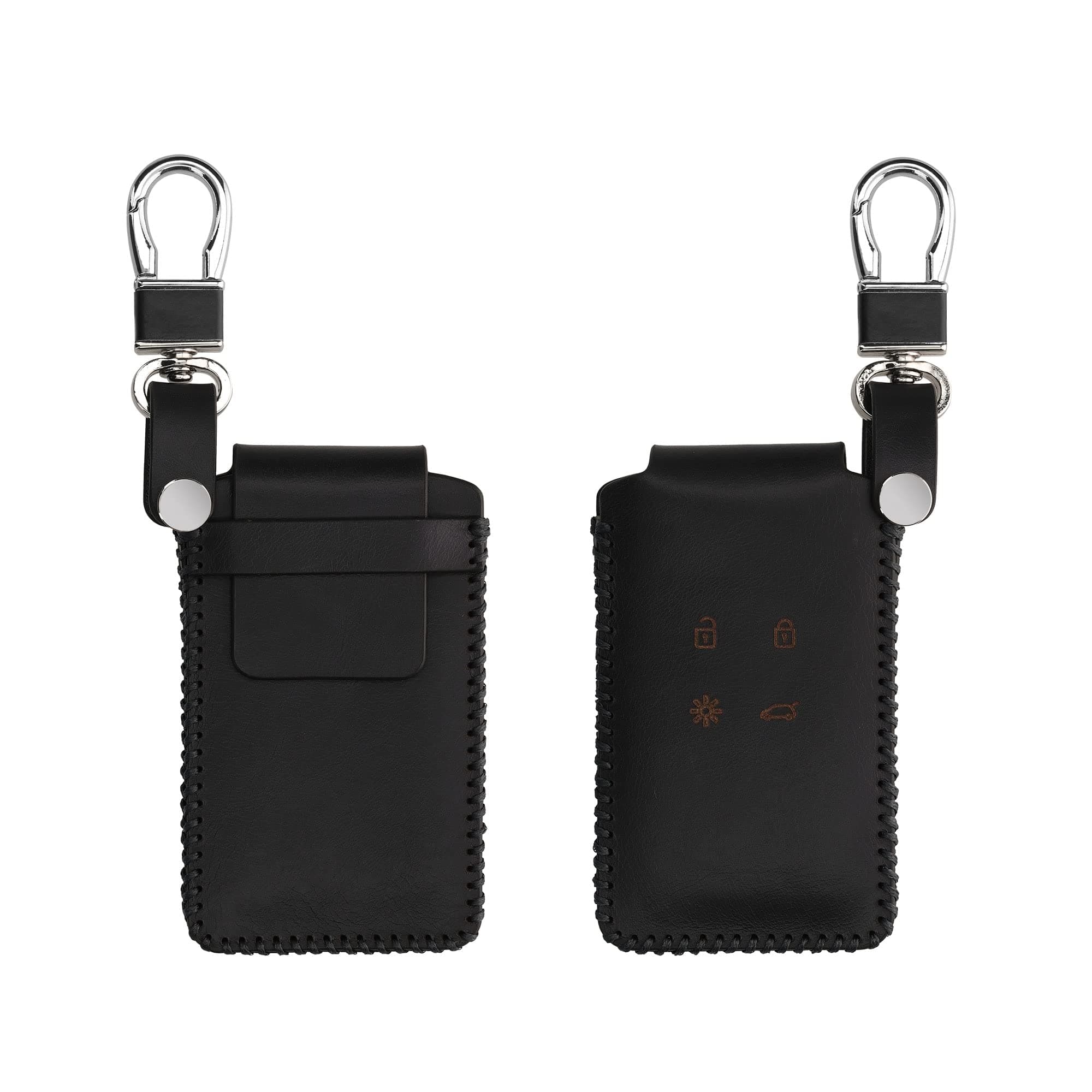 kwmobile Leather Key Cover Compatible with Renault 4 Button Car Key Smart Key (only Keyless Go) Key Cover - Fob Keychain Case - Black