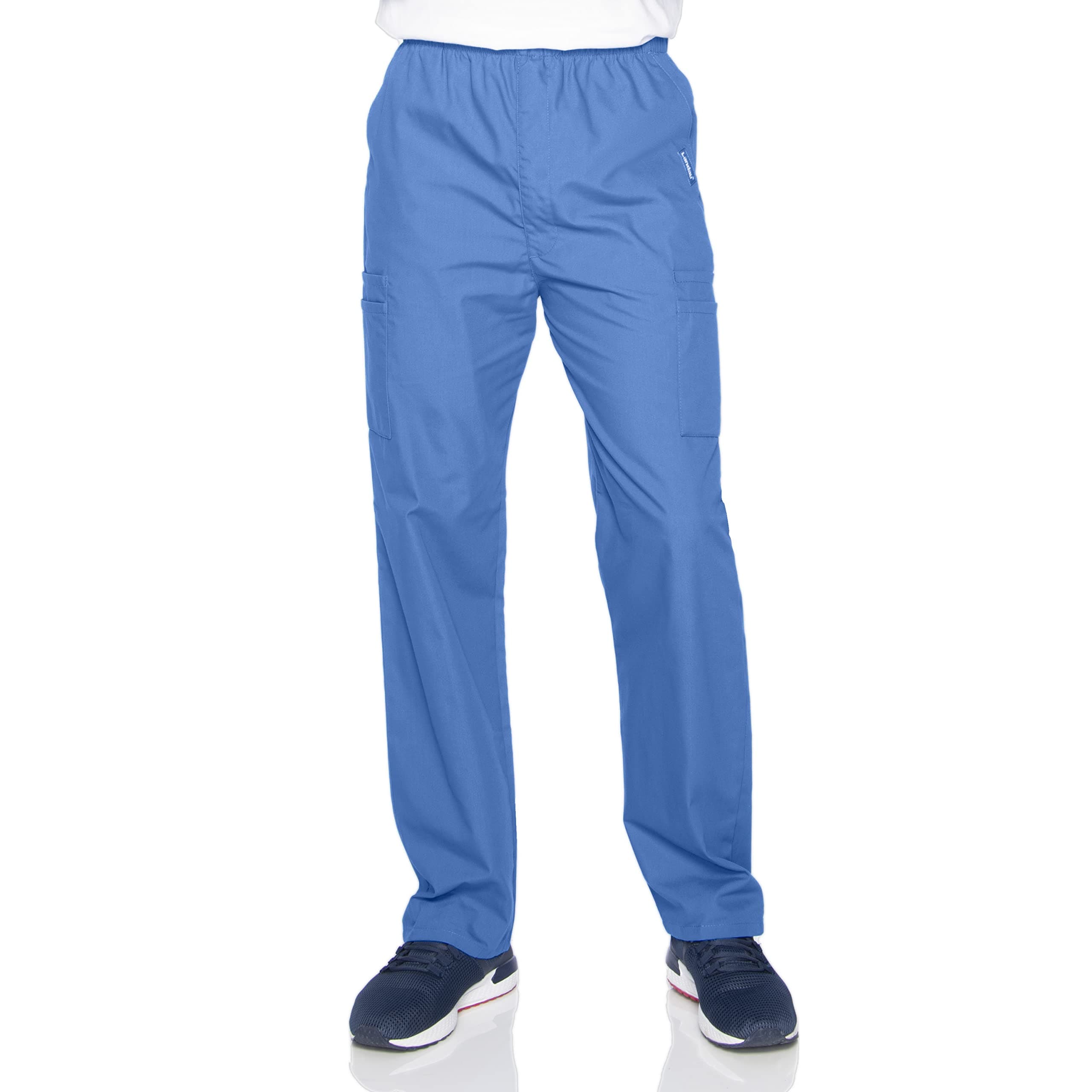 Essentials Relaxed Fit 7-Pocket Elastic Cargo Scrub Pants for Men 8555