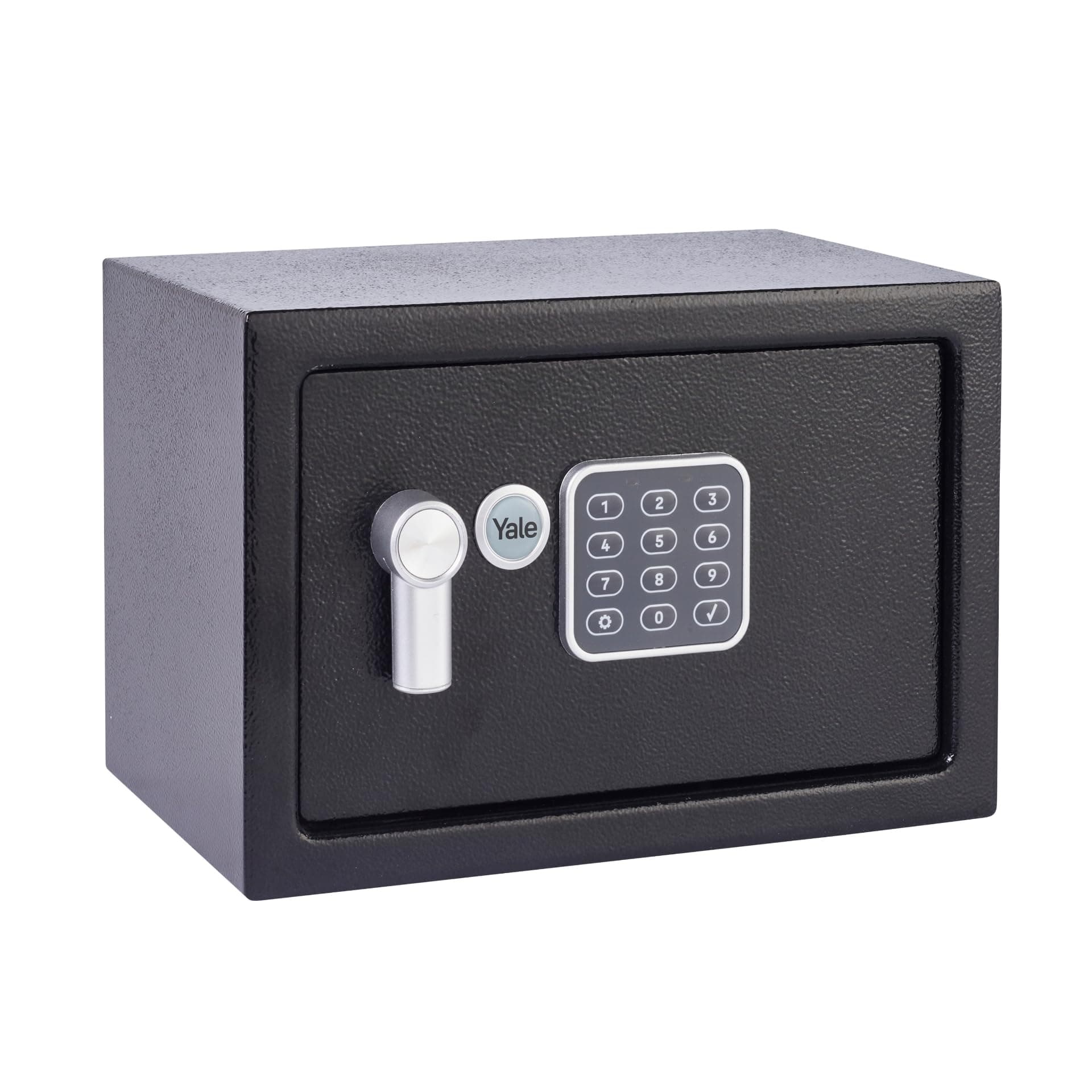 YEC/200/DB1 Small Alarmed Value Safe, 130 db built in Alarm, Steel Construction, Steel Locking Bolts, Emergency Overide Key, Wall and Floor Fixings, Black, 8.6 Litre Capacity 20 x 31 x 20 cm