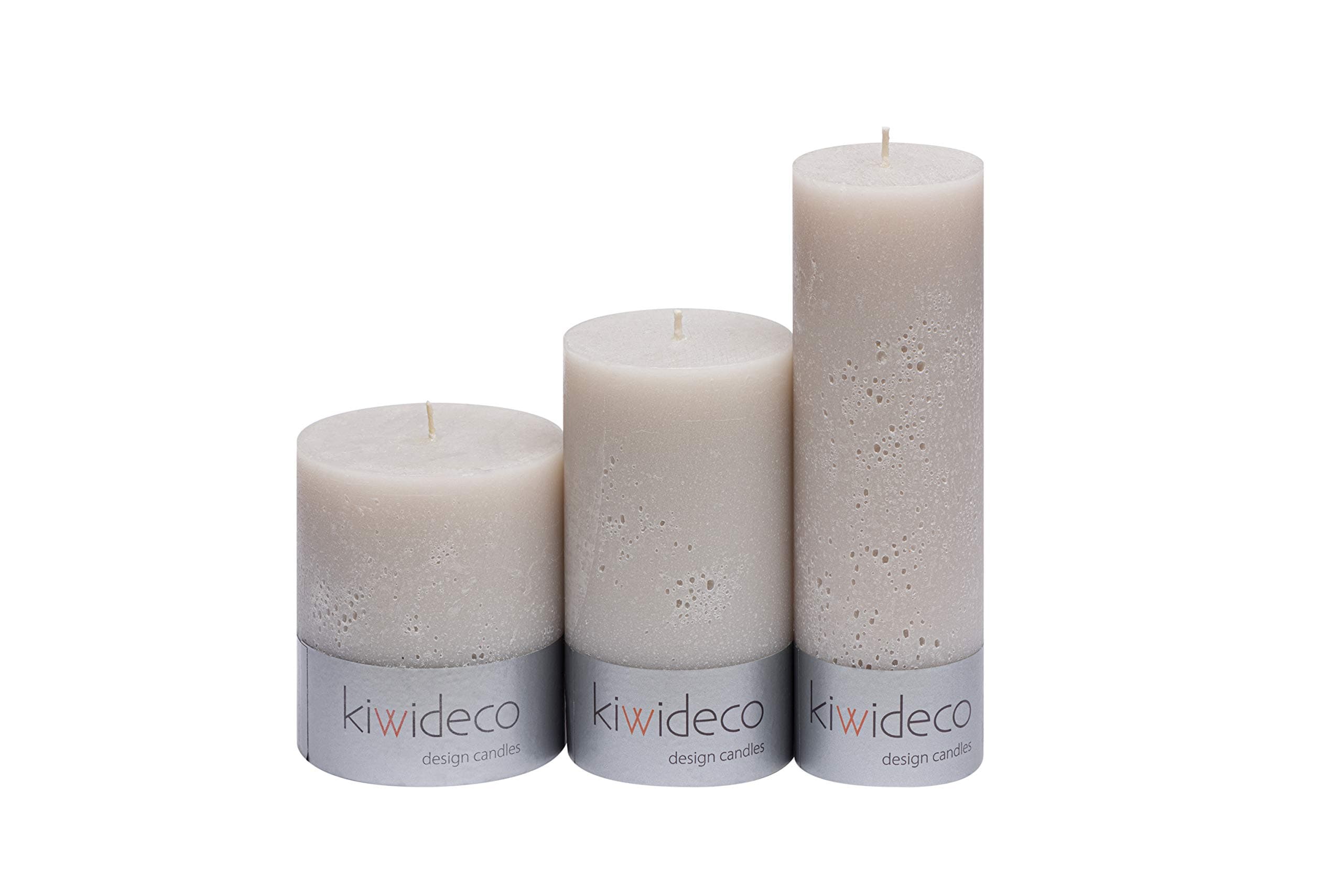 Handmade Grey Rustic Pillar Candles Set - Scandinavian design home decor for modern interior design