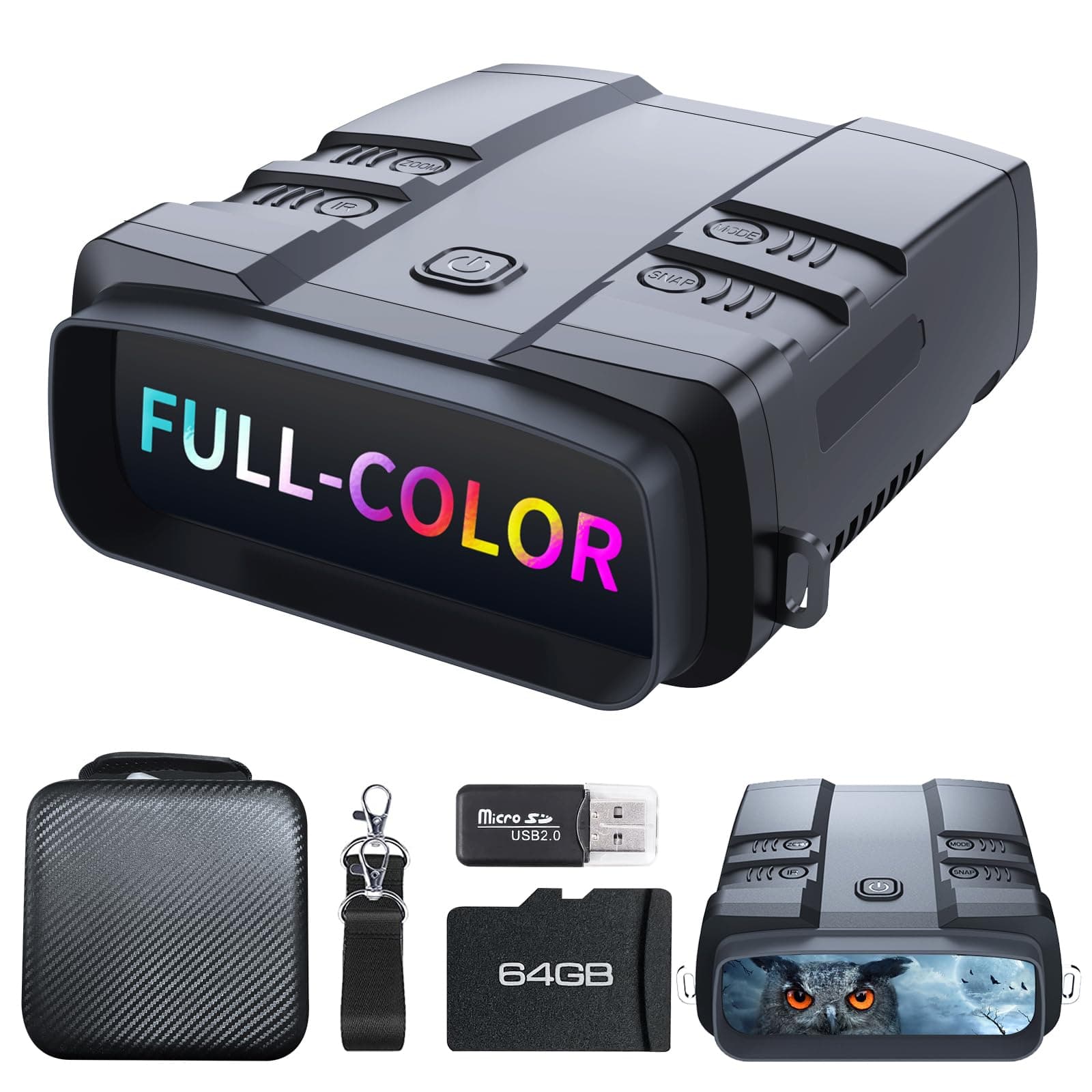 Night Vision Goggles, True 4K Full-Color Night Vision Binoculars, Built-in Powerful Focusable IR, 6000mAh Rechargeable Battery, Super Large Display, Long Viewing Range, Free 64GB Card (Black)