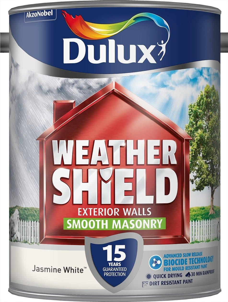 Dulux Weathershield Smooth Masonry Paint - Jasmine White - 5L