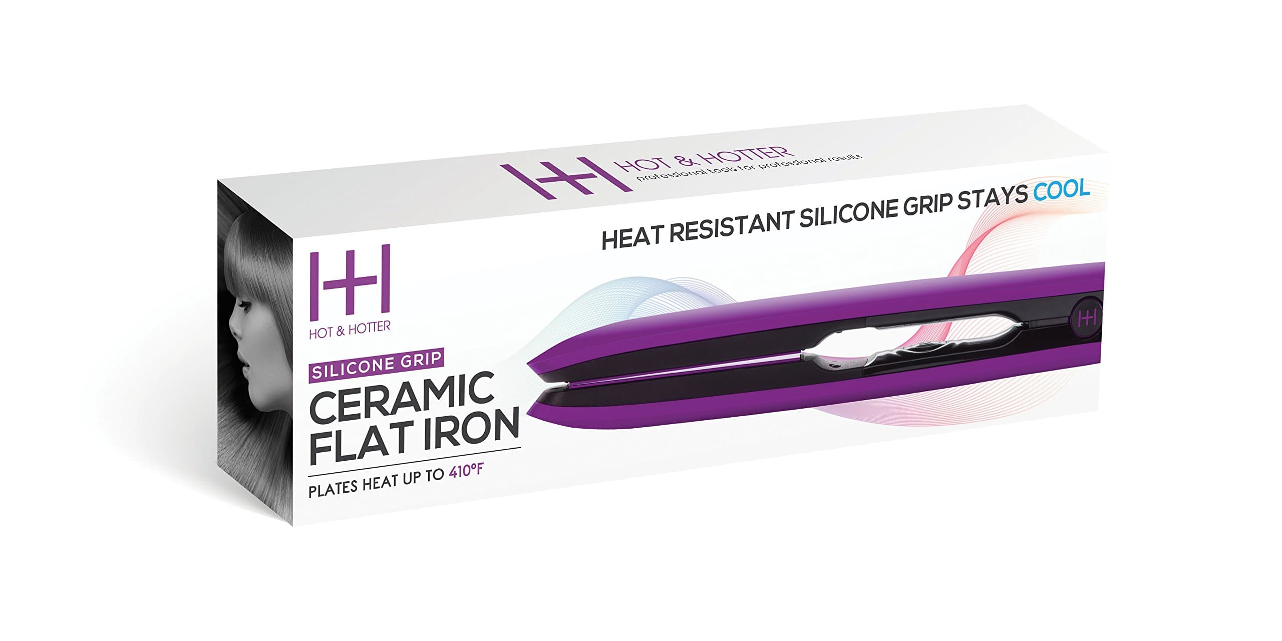 Annie Hot & Hotter Silicone Grip Ceramic Flat Iron, Rich Purple, 1.5 Pound