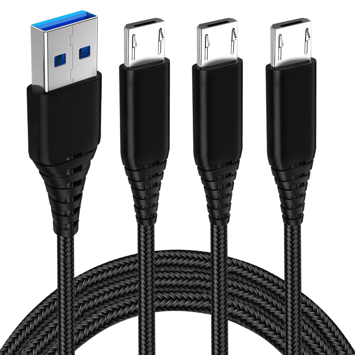 Micro USB Charging Cable Fast Charge,Charger Lead For Samsung Galaxy A03 A7 A6 J6 J6+ 2018 2016 J4, Xiaomi Redmi 5 Plus,Note 5/6 Pro/S2,Motorola Moto G5 G5S G4 E4 E5 Plus,Nylon Braided 1m 1m 2m 3Pack