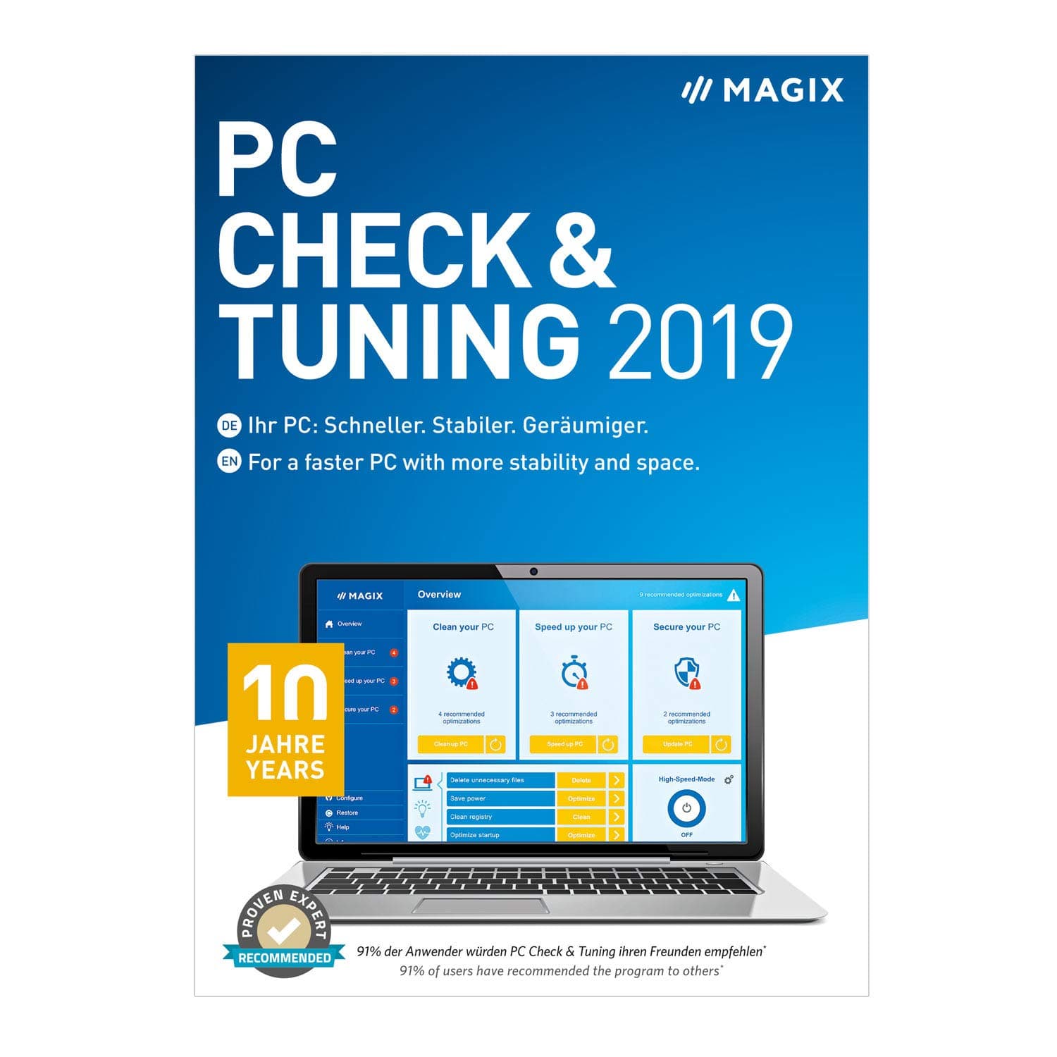 MAGIX PC Check & Tuning – 2019 Version – For a faster PC with more stability and space. | Standard | PC | PC Activation Code by email
