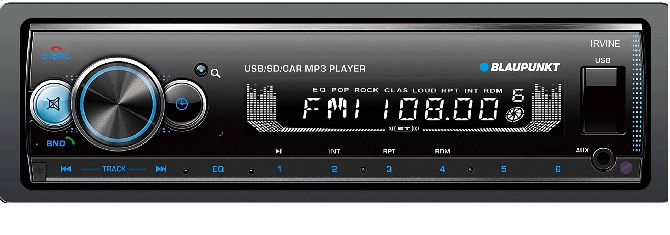 Irvine70 Multimedia Car Stereo - Single DIN LCD Display with Bluetooth Streaming, Hands-Free Calling, MP3/USB Front Aux, AM/FM Receiver - Detachable Faceplate
