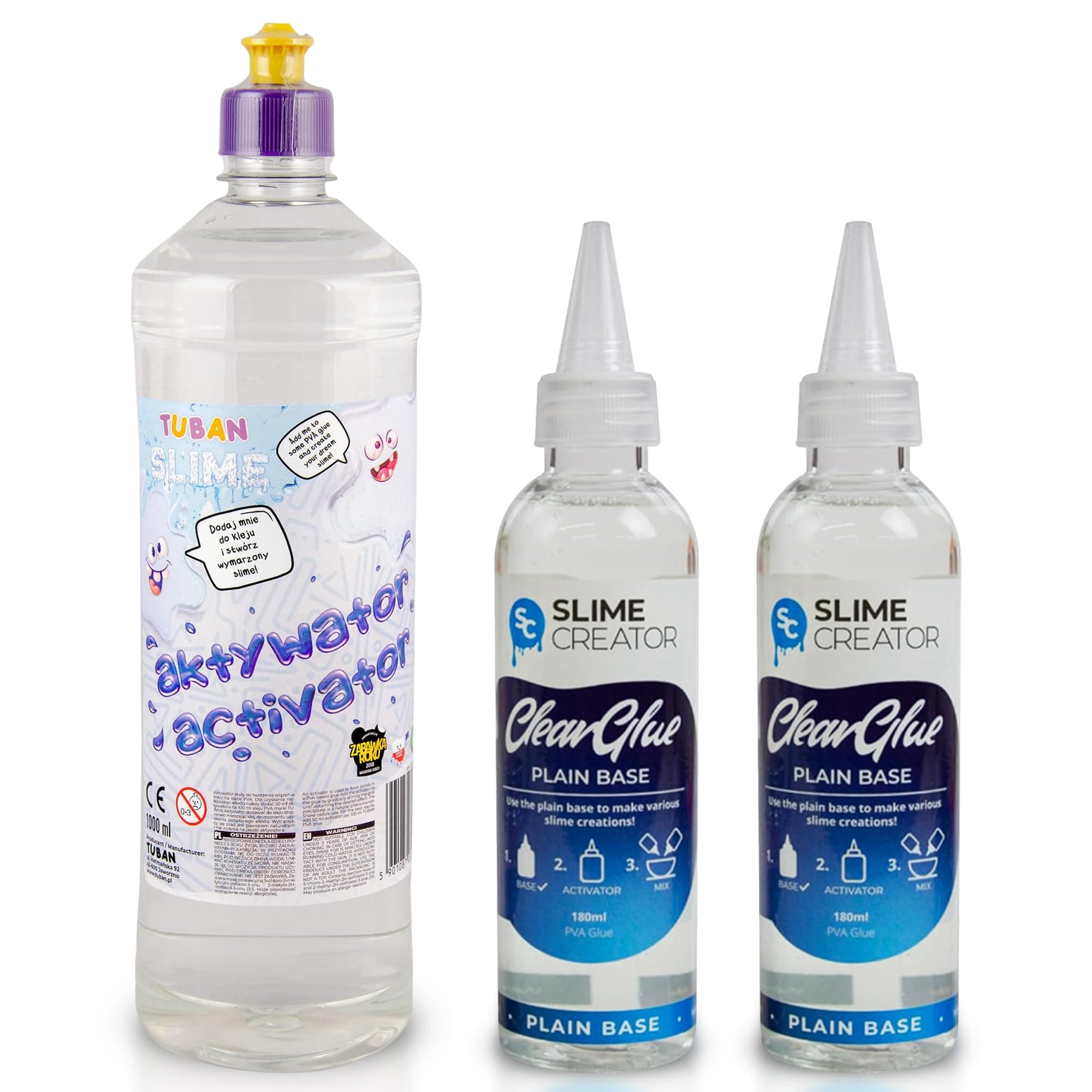 Slime Making Kit With Activator Solution 1000ml & PVA Glue 360ml - Clear Liquid Activator for PVA Glue - Complete Set for DIY Crafts, Sensory Play & Creative Projects