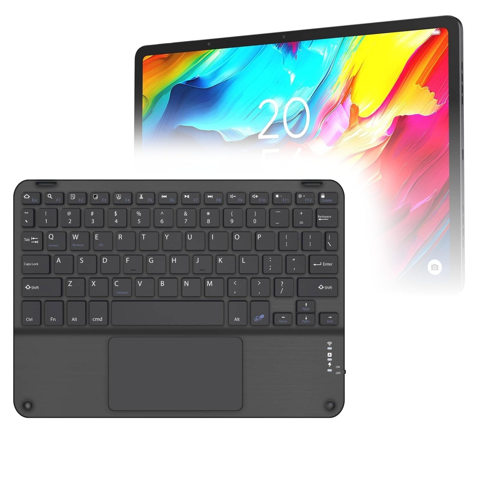 Keyboard Compatible with TCL NxtPaper 14 - SlimKeys Bluetooth Keyboard with Trackpad, Portable Slim TouchPad - Jet Black