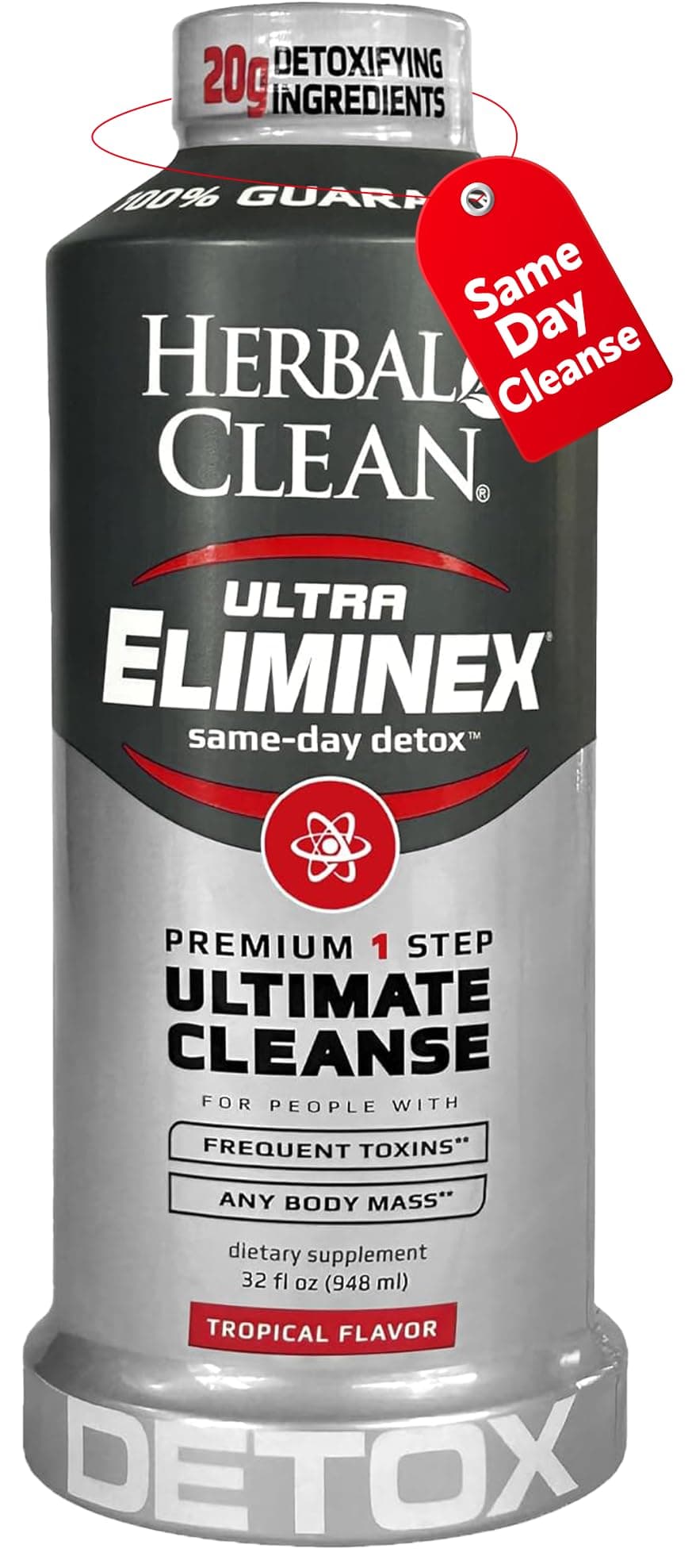 Herbal Clean - Ultra Eliminex, Premium 1 Step Ultimate Cleanse, Same-Day Detox, (Tropical Fruit, 32 fl oz)