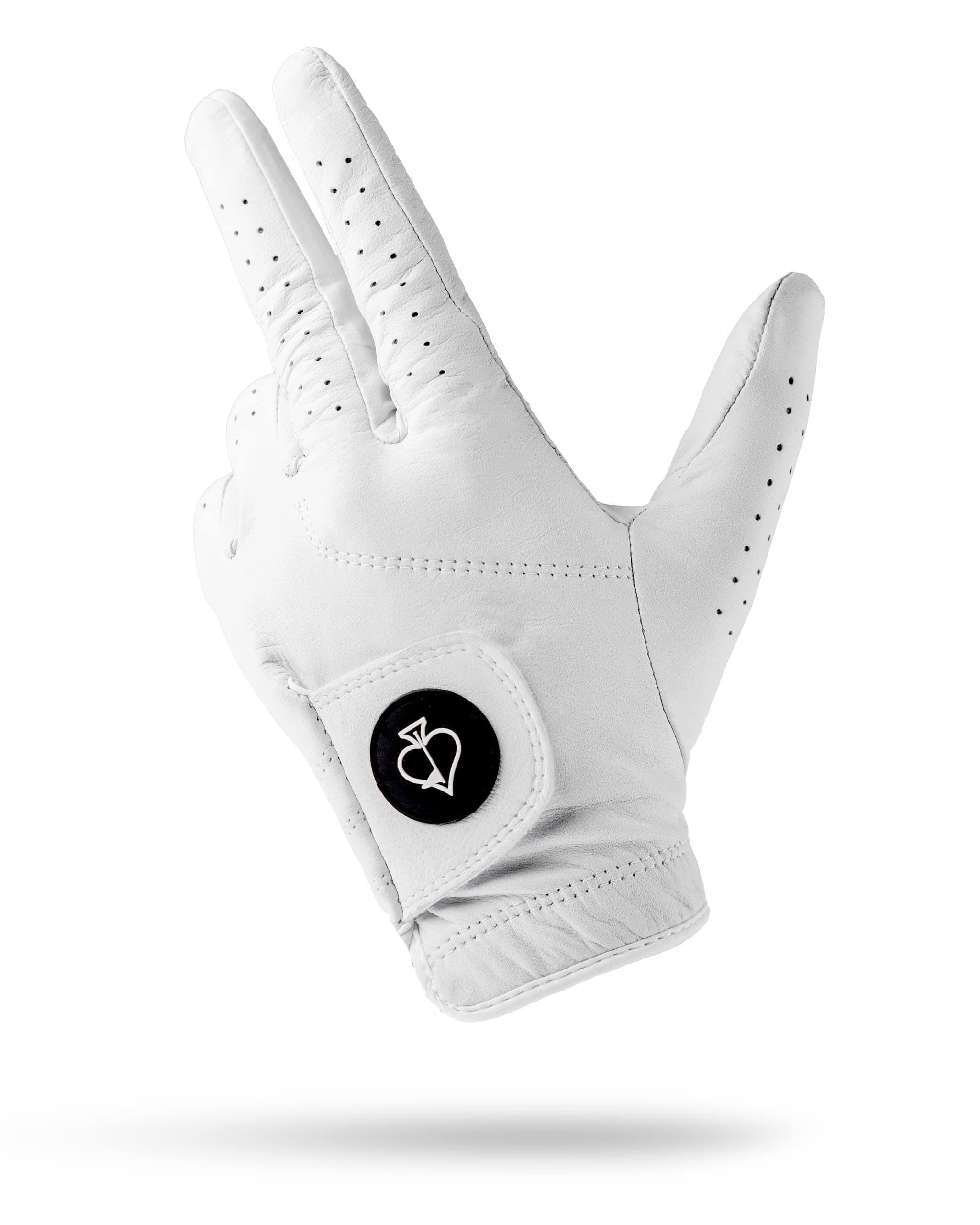 Pins & Aces - Ghost White Golf Glove Design - Premium AAA Cabretta Leather, Long-Lasting Durable Tour Glove for Men or Women - Premium Leather Golf Glove Left & Right Hand