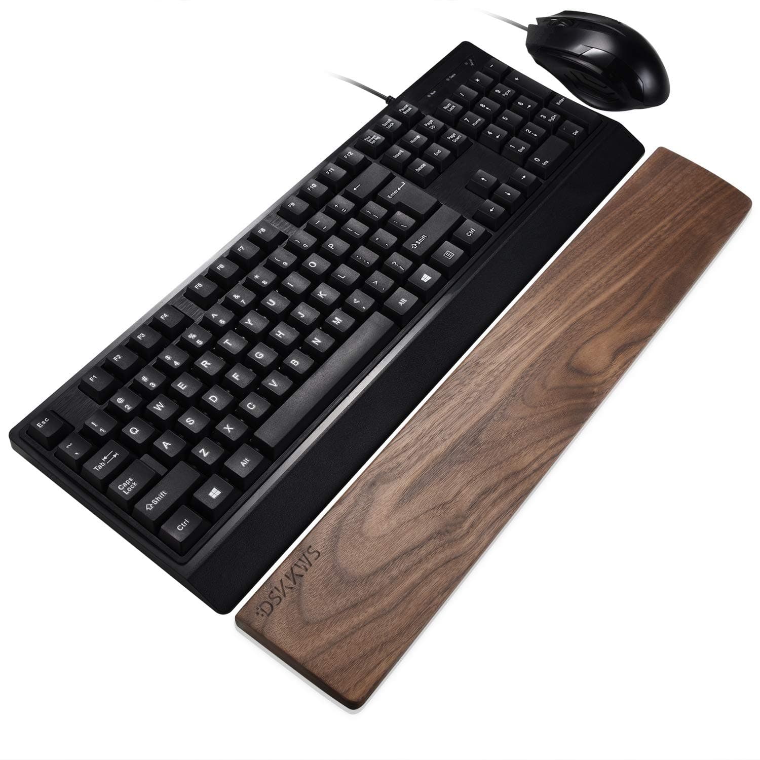 Wood Keyboard Wrist Rest, Solid Wooden Wrist Rest Support, Hand Pad Holder, Palm Rest for Office and Gaming (Walnut Wood Single)