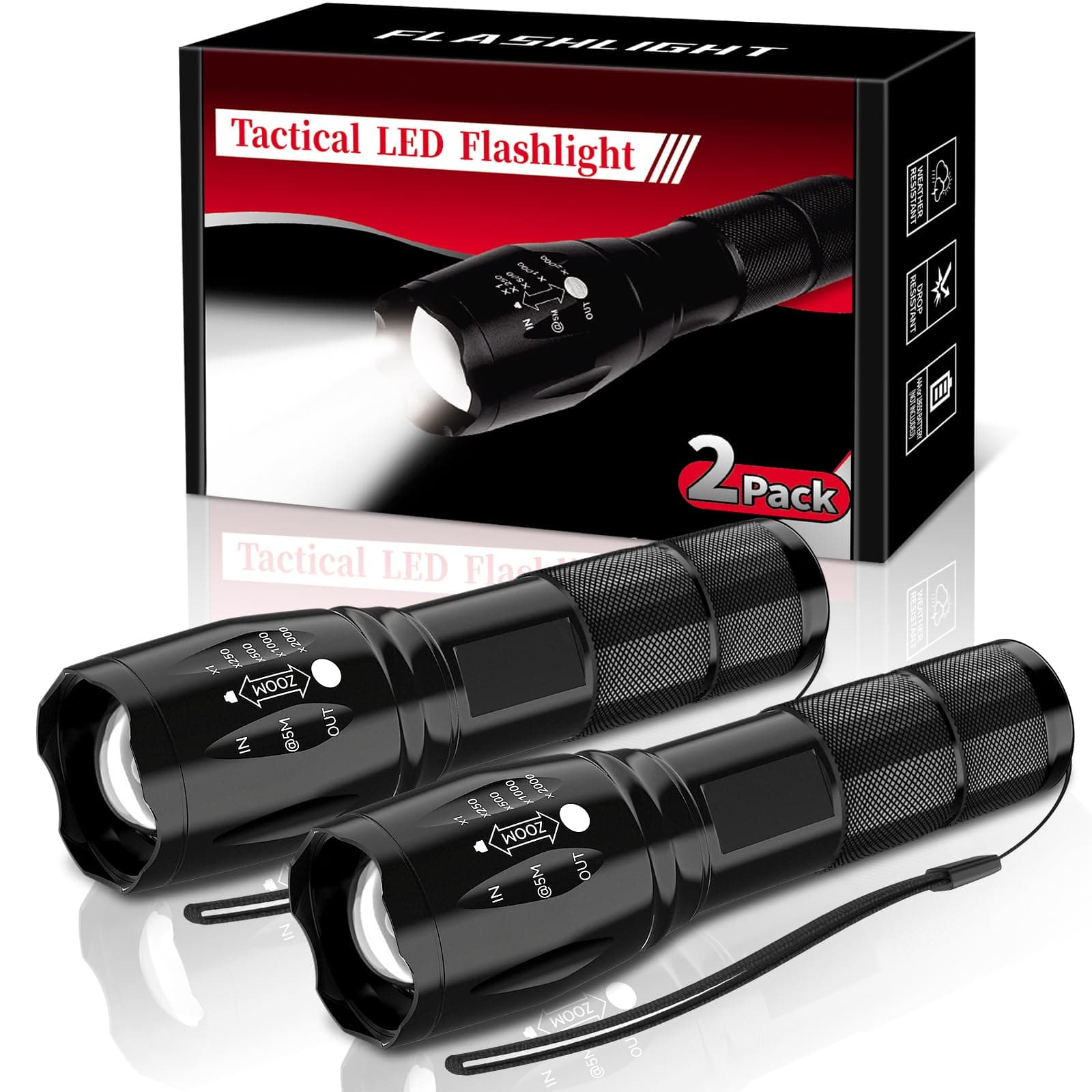 BESTSUN LED Flashlight 2 Pack, Small Flashlights Powerful High Lumens 5 Modes, Waterproof Zoomable Mini Flash Light for Home Emergencies Camping Essentials, Christmas Stocking Stuffers Gifts for Men