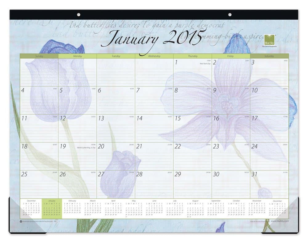 Blue Sky 2015 Emily Desk Pad Calendar, Case Bound, 22 x 17 Inches