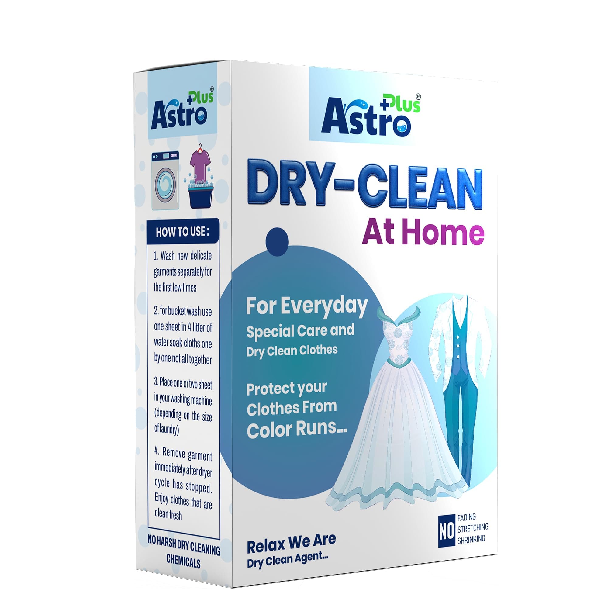 Dry Clean At-Home Liquid Sheets | Ultimate Protection For Silk Saree and Chiffon, Cotton, Georgette, Linen, and Woolen | Pack of 5 Sheets | Gentle Wash For Delicate Fabrics with a Refreshing Scent