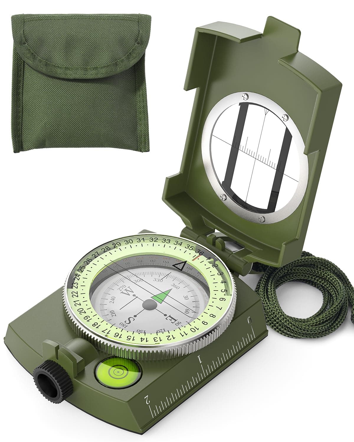 Compass: Accurate Durable Lightweight Orienteering Compass with Strap and Carrying Case, Glow in The Dark Waterproof Hiking Essentials for Camping Backpacking, Best Survival Gifts for Kids