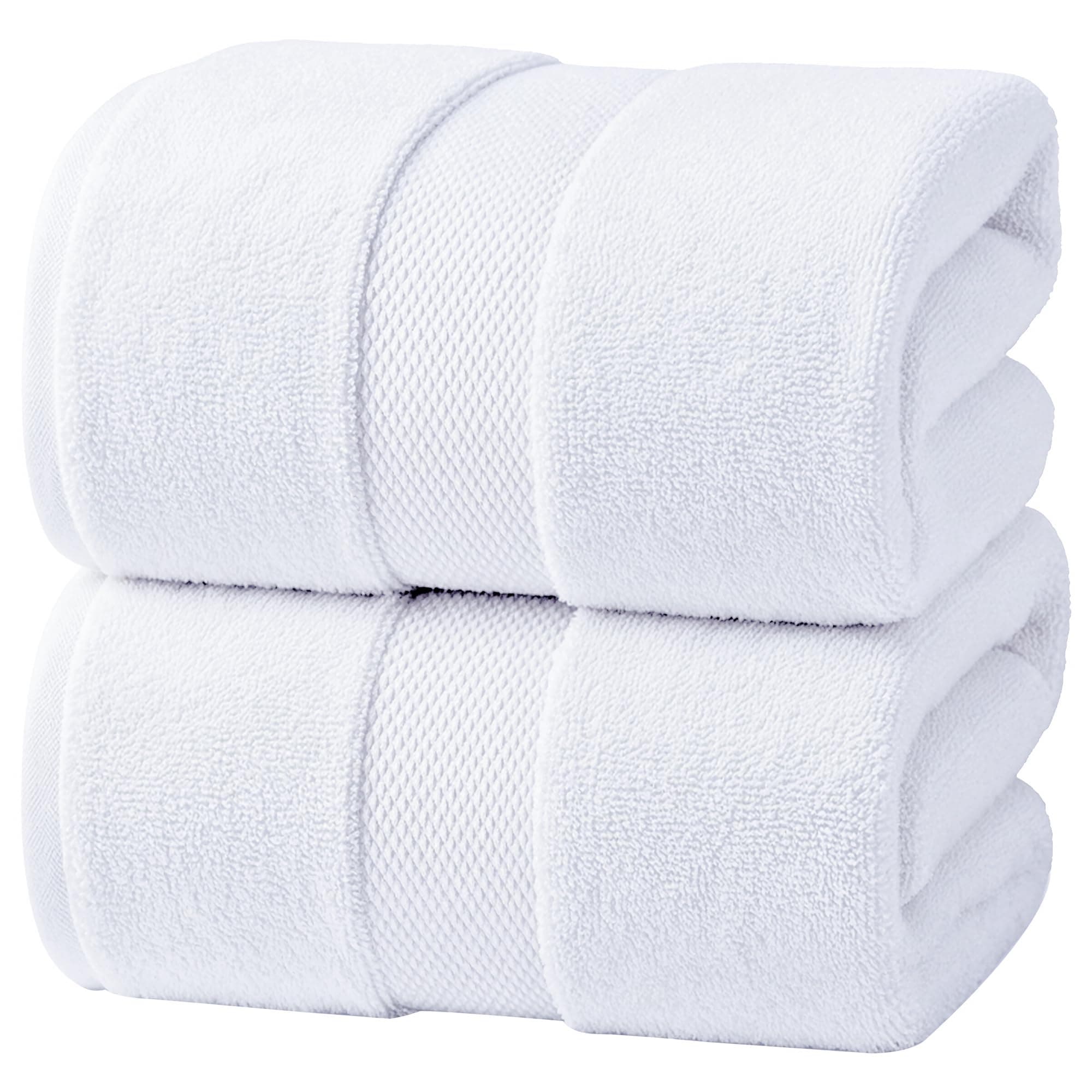 Infinitee Xclusives Premium Bath Sheets Set of 2 Extra Large Bath Towels (90x180cm), 100% Cotton Super Absorbent, Quick-Dry Bath Sheet for Hotel & Spa, Brilliant White