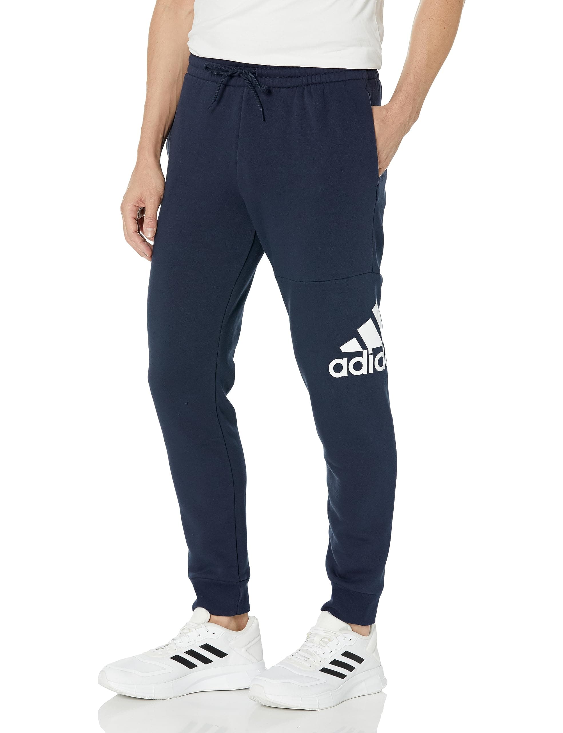 adidasMen's Essentials Fleece Tapered Cuffed Big Logo Pants
