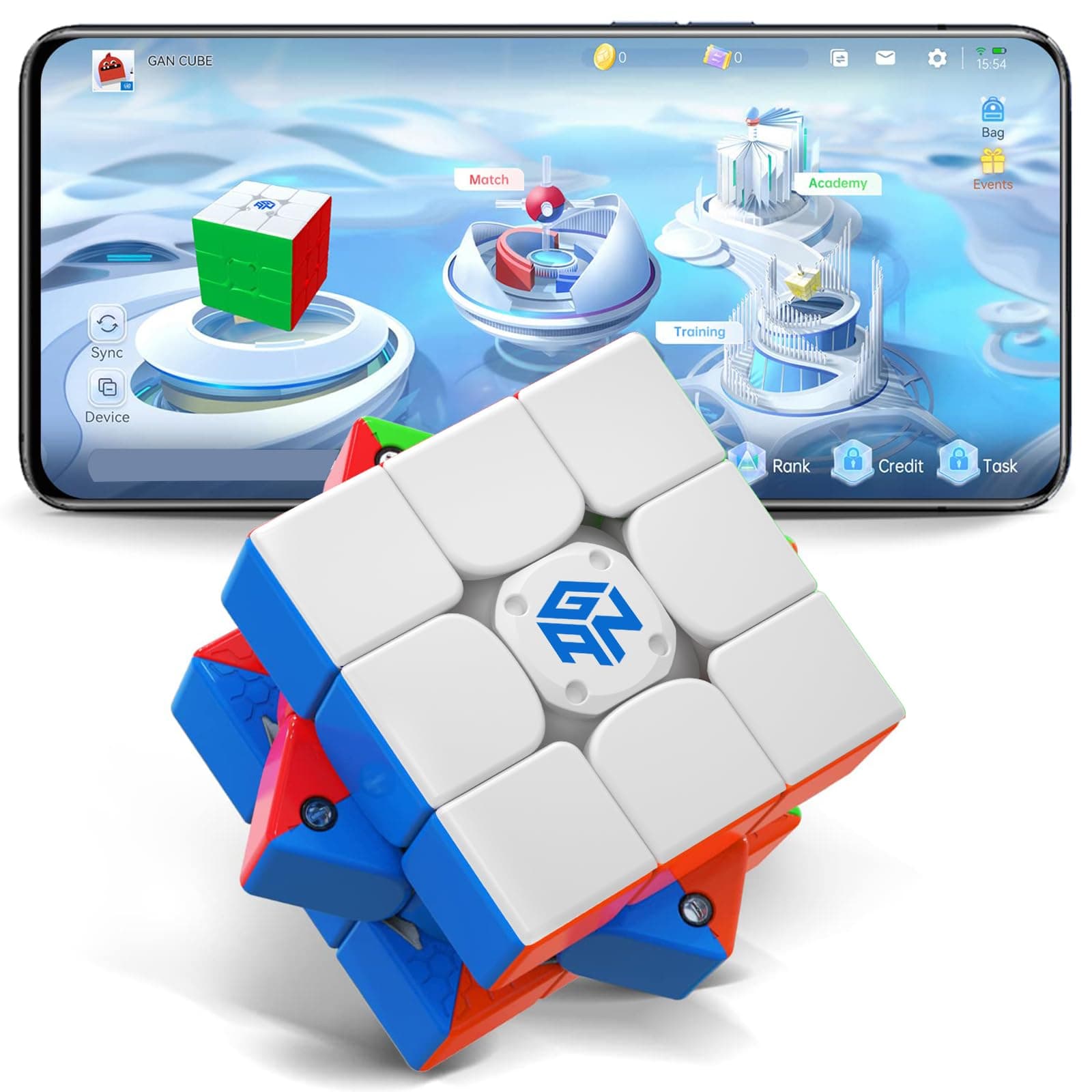 356 i 3 Stickerless Speed Cube, 3x3 Smart Cube 356 i3 Gans Magnetic Cube Intelligent Tracking Timing Movements Steps with CubeStation App Gan Cube Puzzle Toys(GAN Robot not Included)