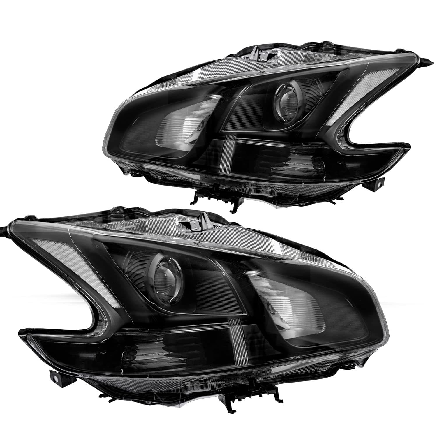 JSBOYAT Headlight Assembly Replacement for 2009-2014 Maxima 4-Door Sedan Halogen Projector Headlamp Driver and Passenger Side (Black Housing with Clear Reflector)