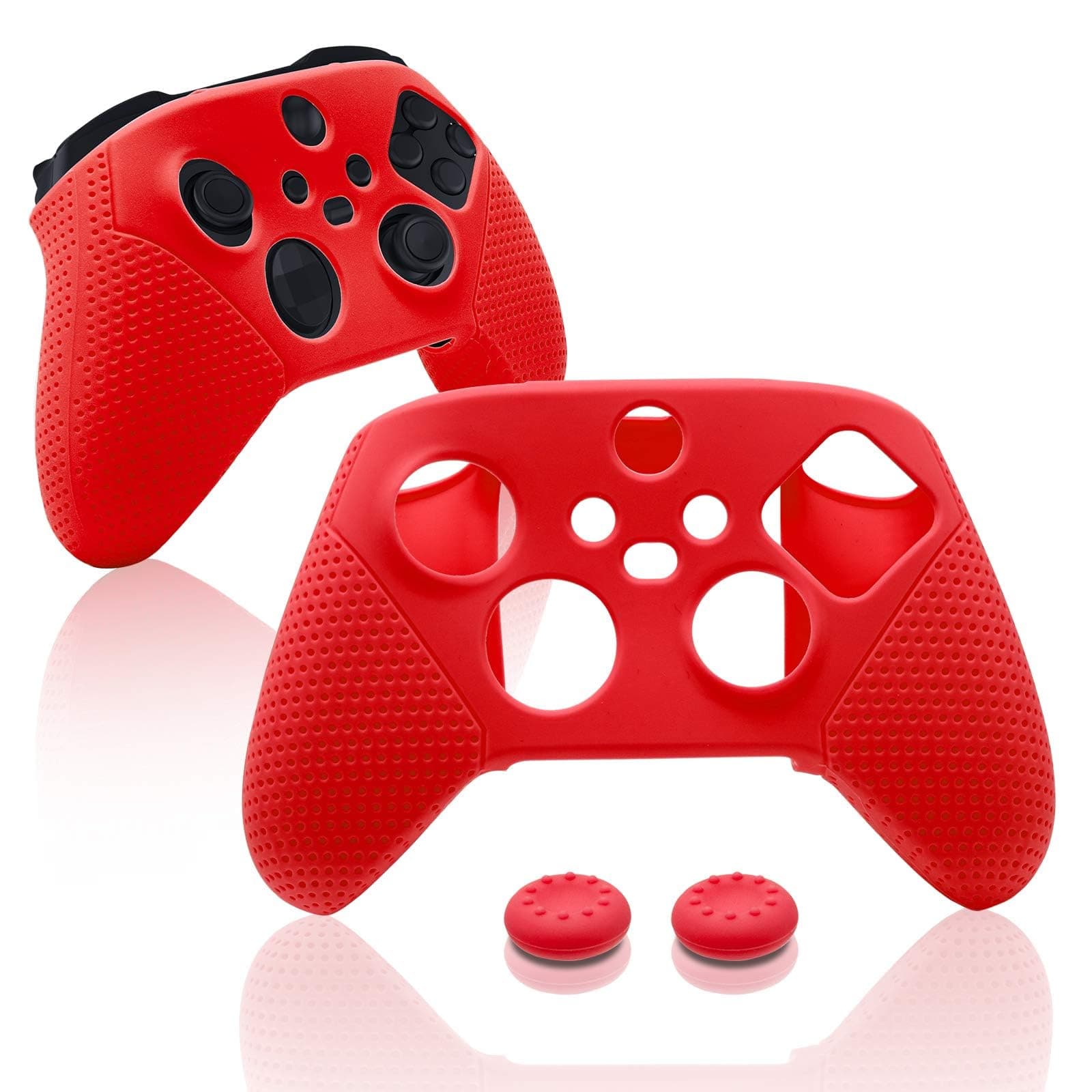 ELECDON Silicone Case for Xbox Series S/X, Protective Case for Xbox Series S/X with Thumb Grips, Controller Shell for Xbox Series S/X (Red)