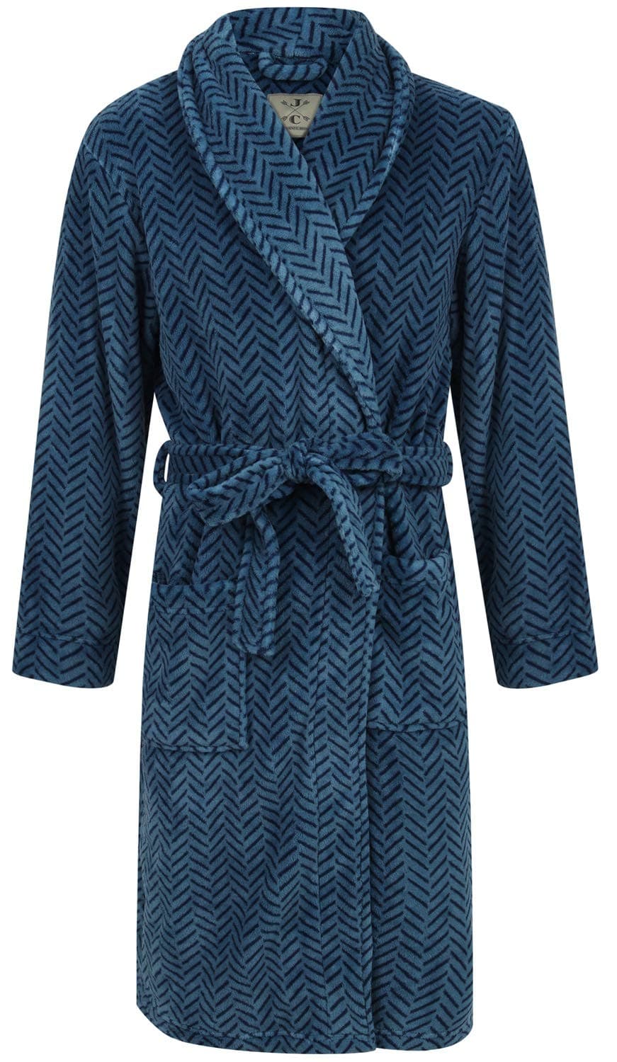 Men's Blue Herringbone Fleece Robe