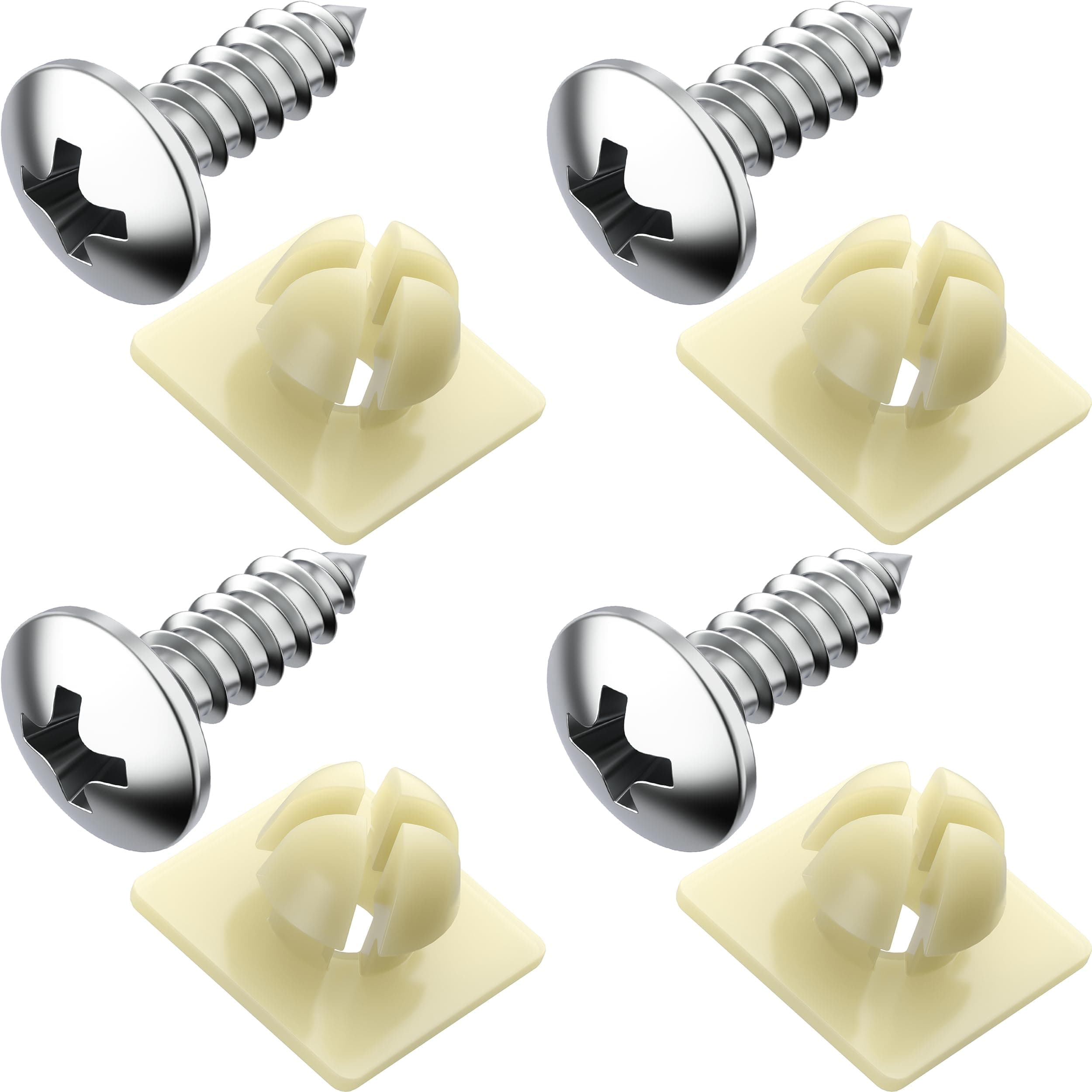 License Plate Screws with Nylon Inserts - Stainless Steel Rust Proof License Plate Screws for Securing License Plates, Frames & Covers 4755299 3907444 A11719 (Set of 4)