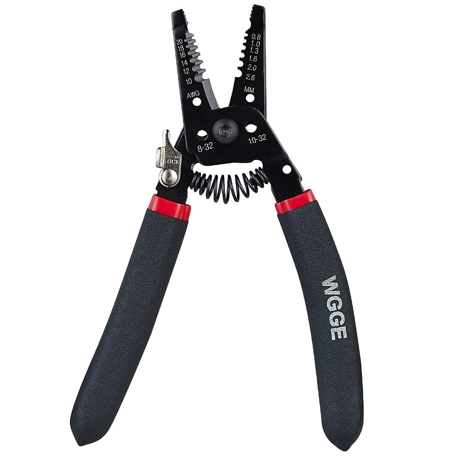 WGGE WG-013 Wire Stripper and Cutter 7'',Cuts, strips wire and loops 10-20 AWG Solid and (0.8-2.6mm) Stranded