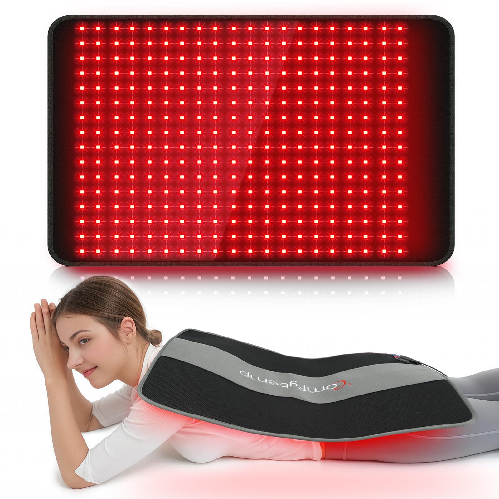 24'' x 17'' Large Red Light Therapy Pad for Body, 320 LEDs Near Infrared Light Therapy Pad, 48W Light Wrap for Back Waist Joint Muscle, 660nm & 850nm