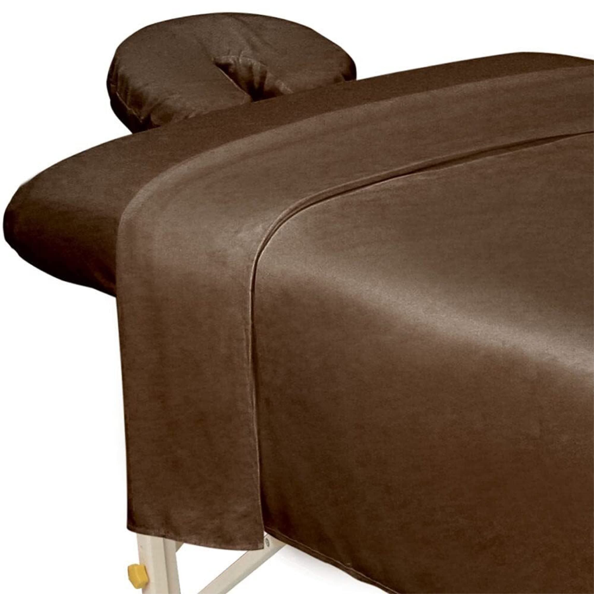 ForPro Premium Microfiber 3-Piece Massage Sheet Set - Chocolate - Ultra-Light, Stain and Wrinkle Resistant - Includes Massage Flat Sheet, Massage Fitted Sheet and Massage Face Rest Cover