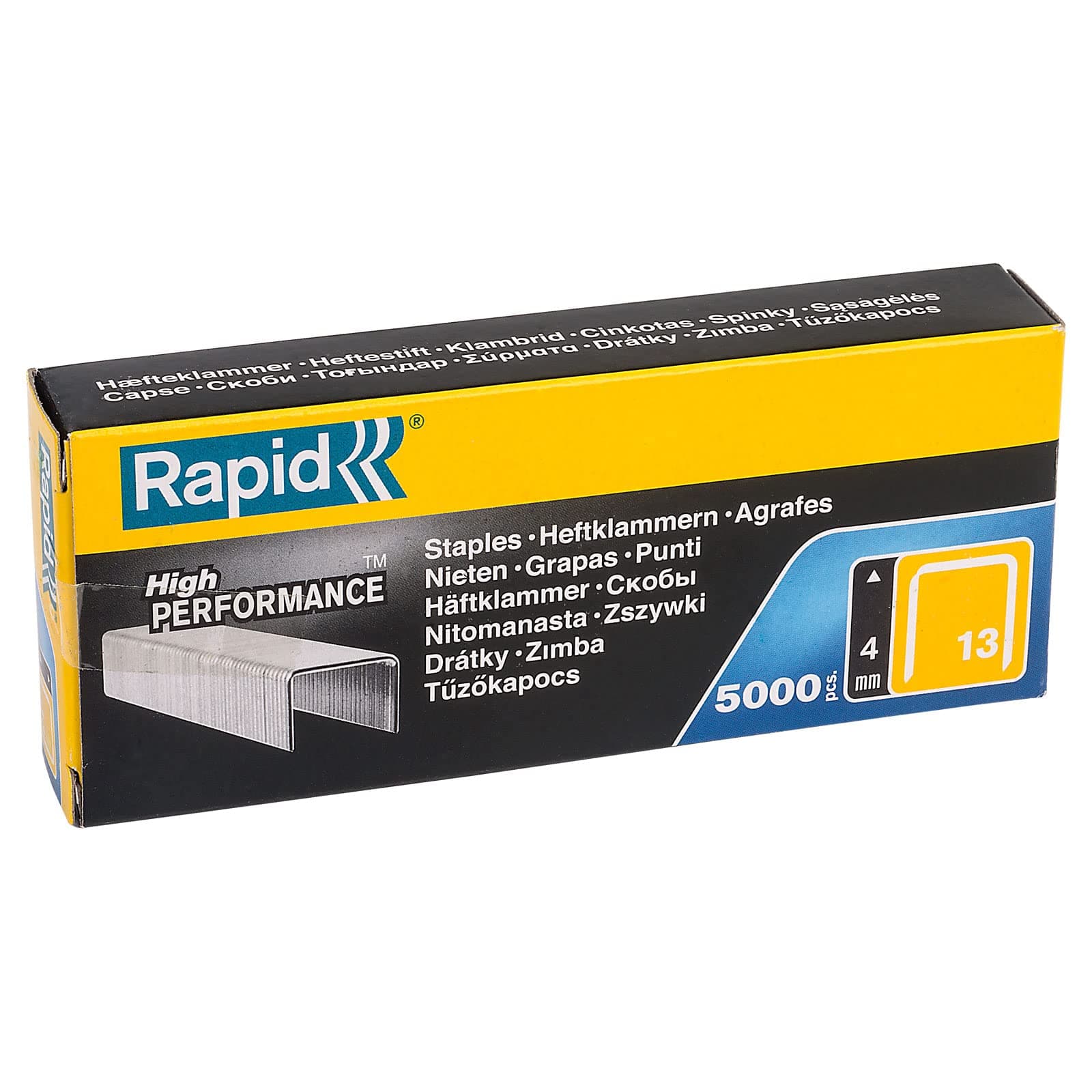 Rapid High Performance No. 13 Finewire Galvanized Staples 5000 Pieces, 4 Mm Leg Length, Silver, 11825700