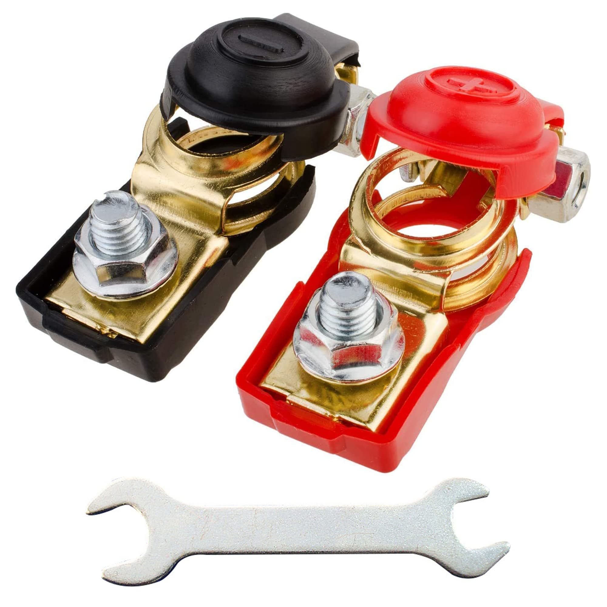 2-Pack Car Battery Terminal Connectors, Quick Release Clamps 12V for Auto, Boat, Truck, Van & Caravan