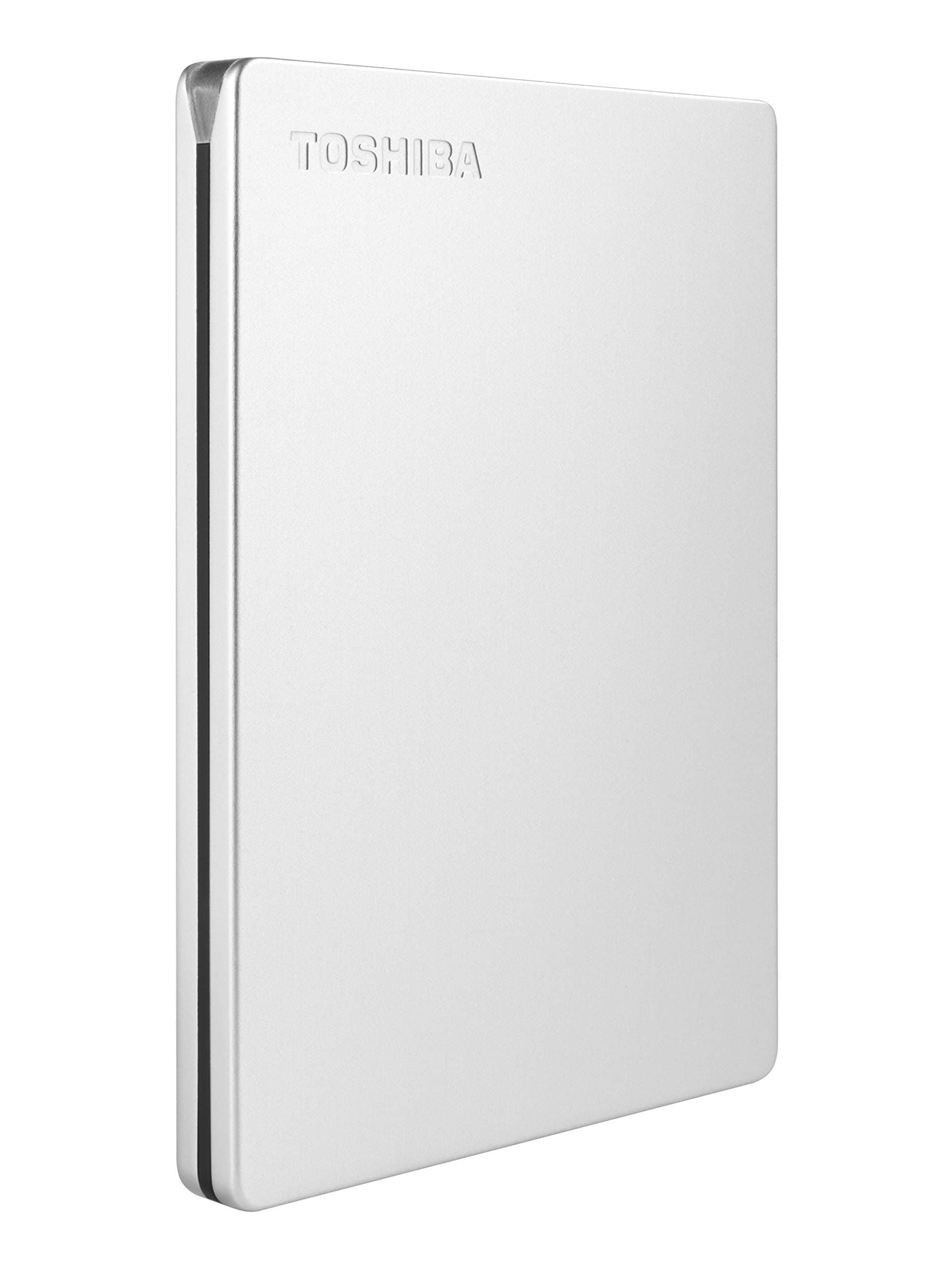 Toshiba 2TB Canvio Slim - Portable External Hard Drive, HDD compatible with Windows and Mac, USB 3.2. Gen 1 Technology, Aluminium finish, Silver (HDTD320ES3DA)