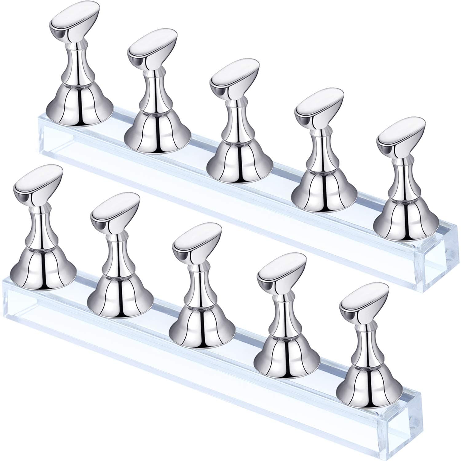 Blulu 2 Sets Nail Stand for Press on Acrylic Nails Display Practice Magnetic ...