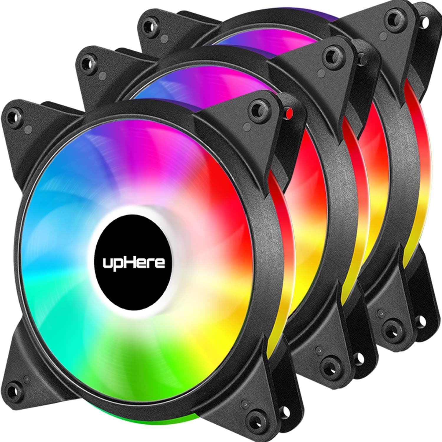 upHere 3-PIN 120mm LED Computer Case Fan super Silent PC Cooling Fan 3 Pack Fan for Computer Cases, CPU Coolers, and Radiators Ultra Quiet,colorful Case Fan,T3CF3-3