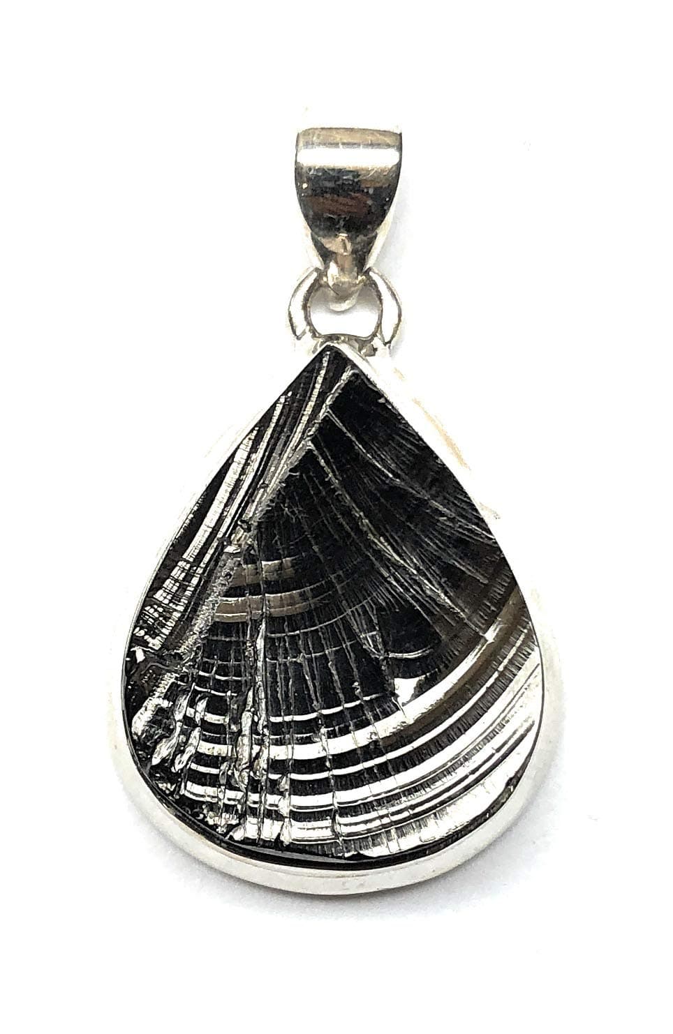 Natural Shungite 925 Solid Sterling Silver Pendant 30mm