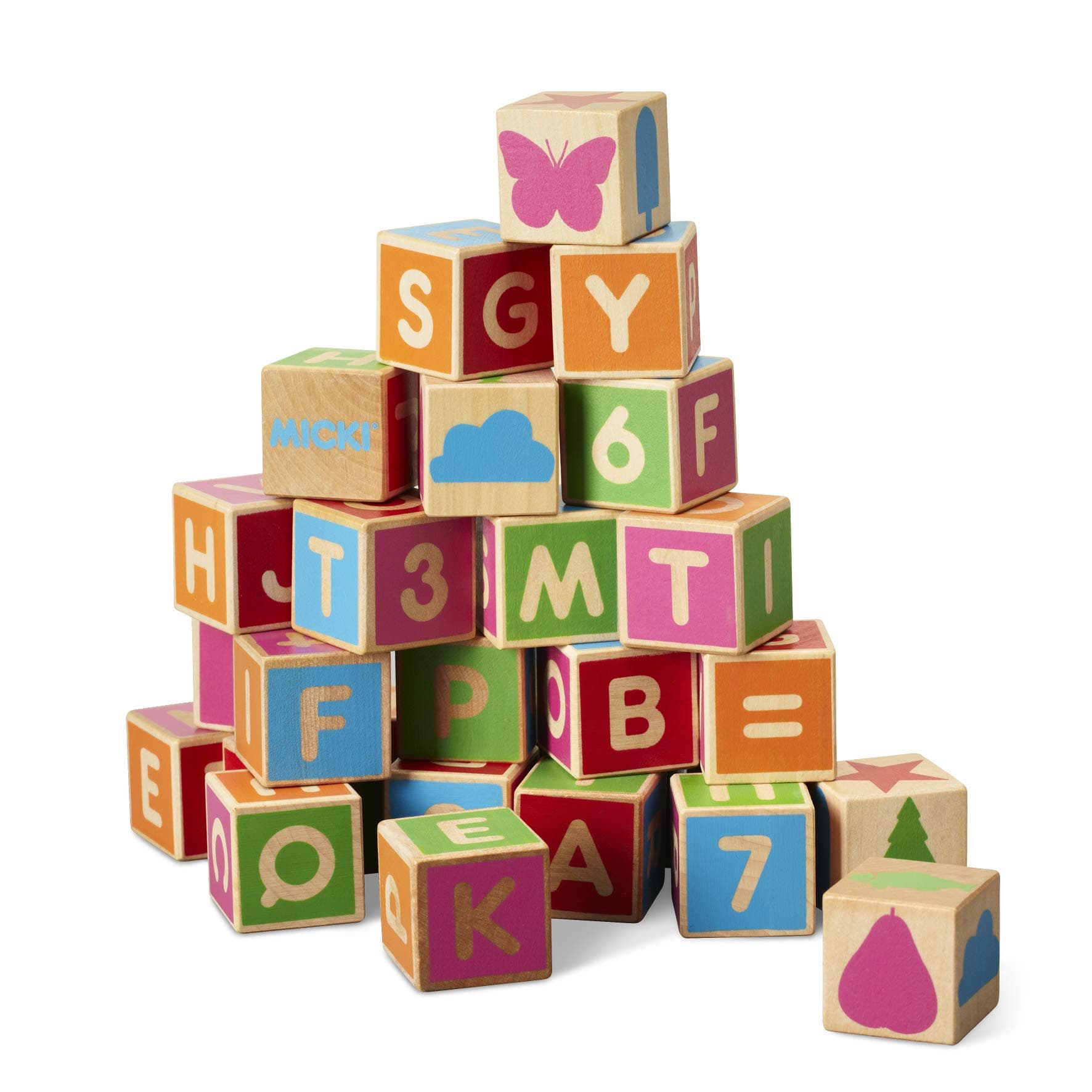 Micki 10213500 Alphabet Blocks (36 Pieces), multicoloured