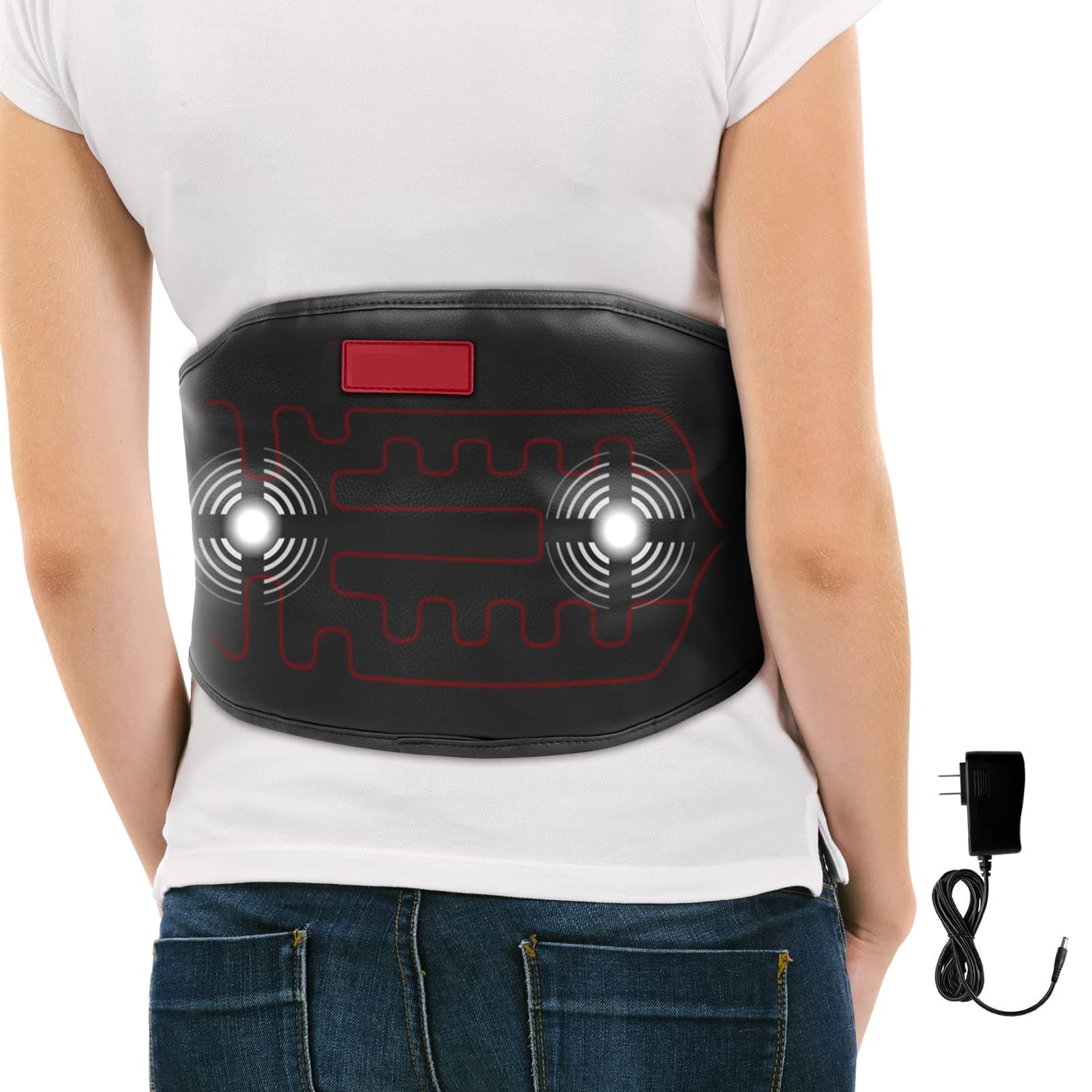 Heating Pad with Massager, Heating Pad for Back Pain Relief with Strap (Up to 55") for Cramps and Menstrual with 3 Heat Settings, 9 Vibration Modes, Auto-Off, for Low Back, Abdominal, Waist