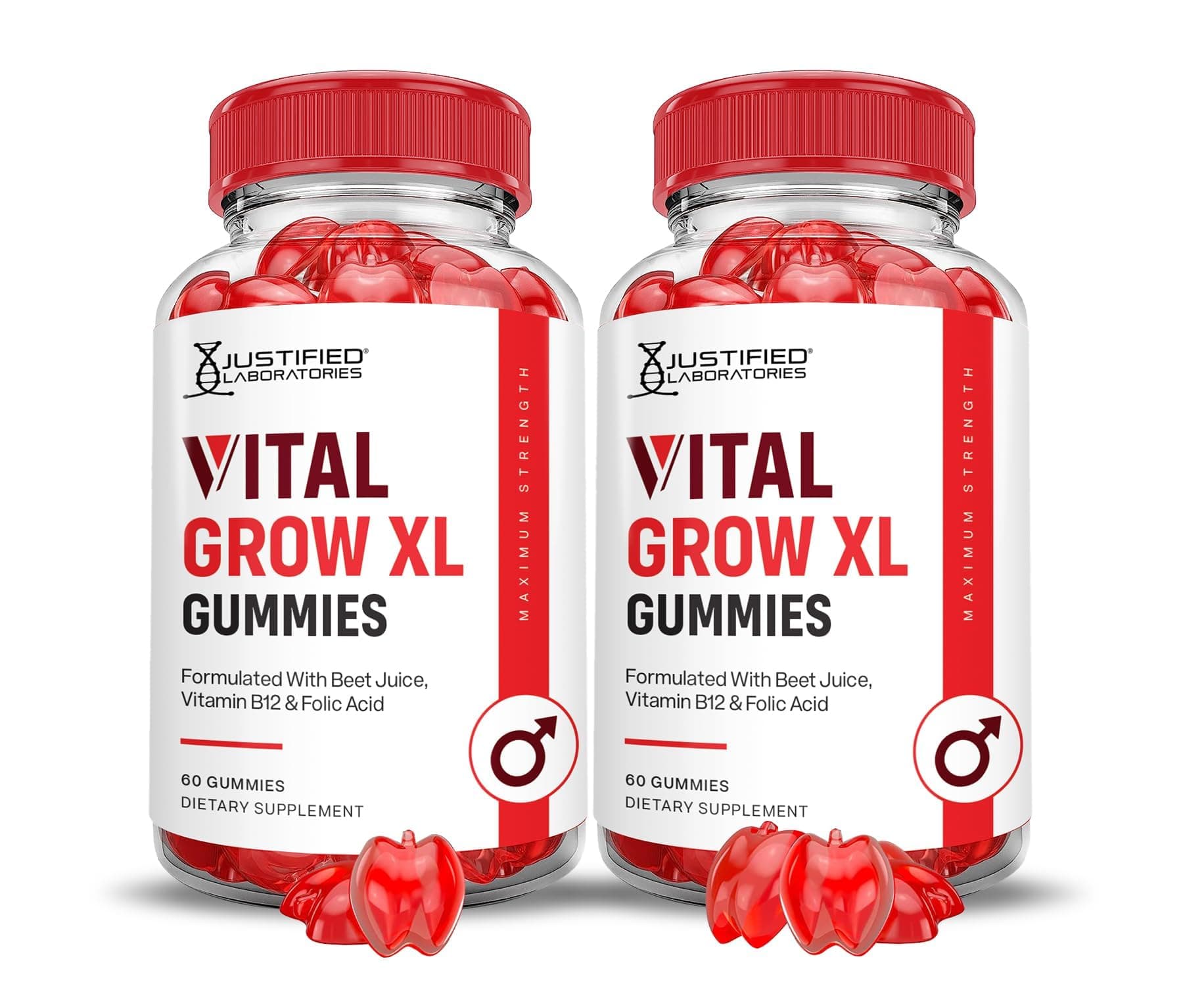 (2 Pack Vital Grow XL Performance Gummies 1000MG Advanced Formula Formulated with ACV Pomegranate Beet Juice Powder B12 Vegan Non GMO 120 Gummys
