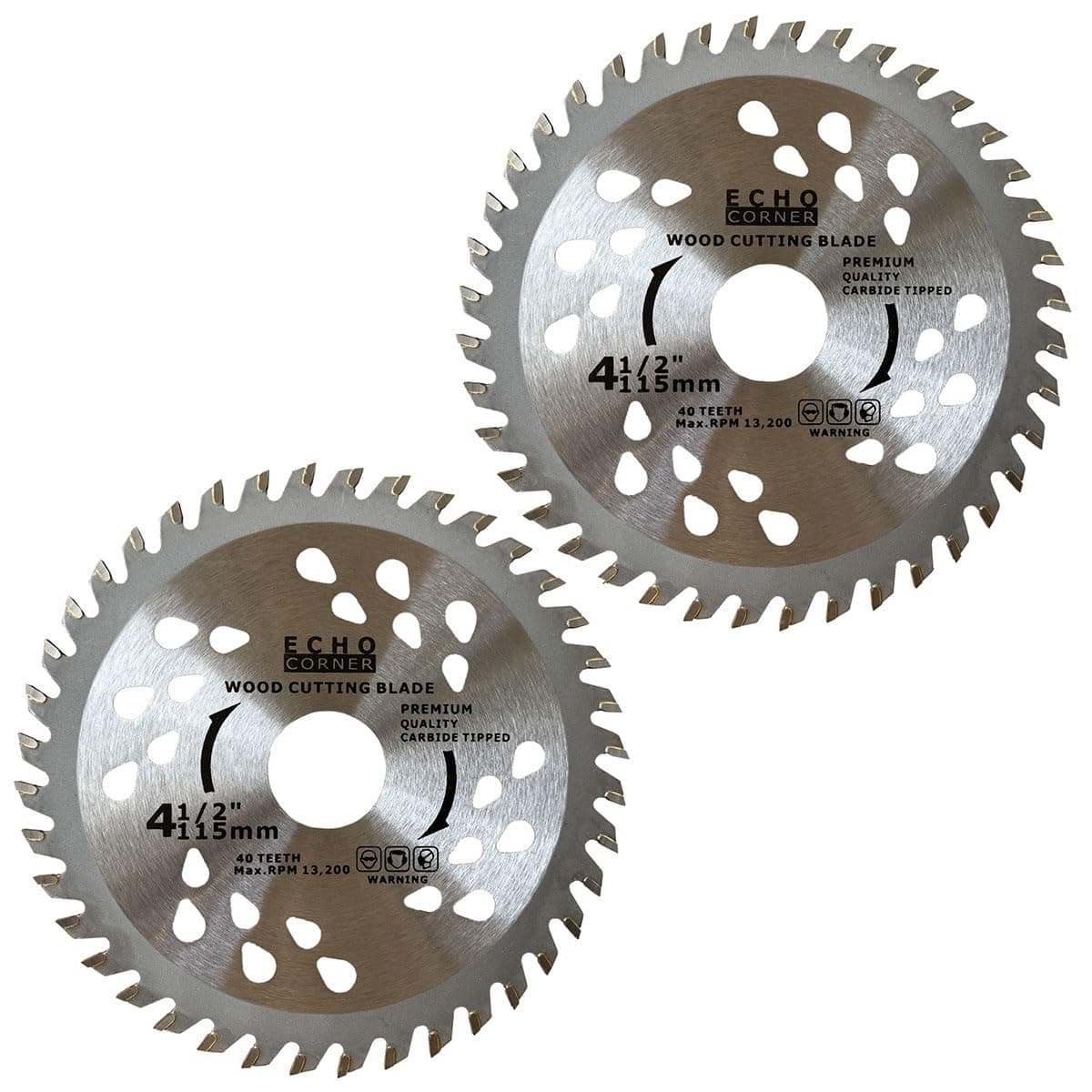 2-Pack 4-1/2-Inch 40T Angle Grinder Wood Cutting Blade, Fast Fine Cut Trimming Ripping Crosscut Wood MDF Plastic, 7/8" Arbor