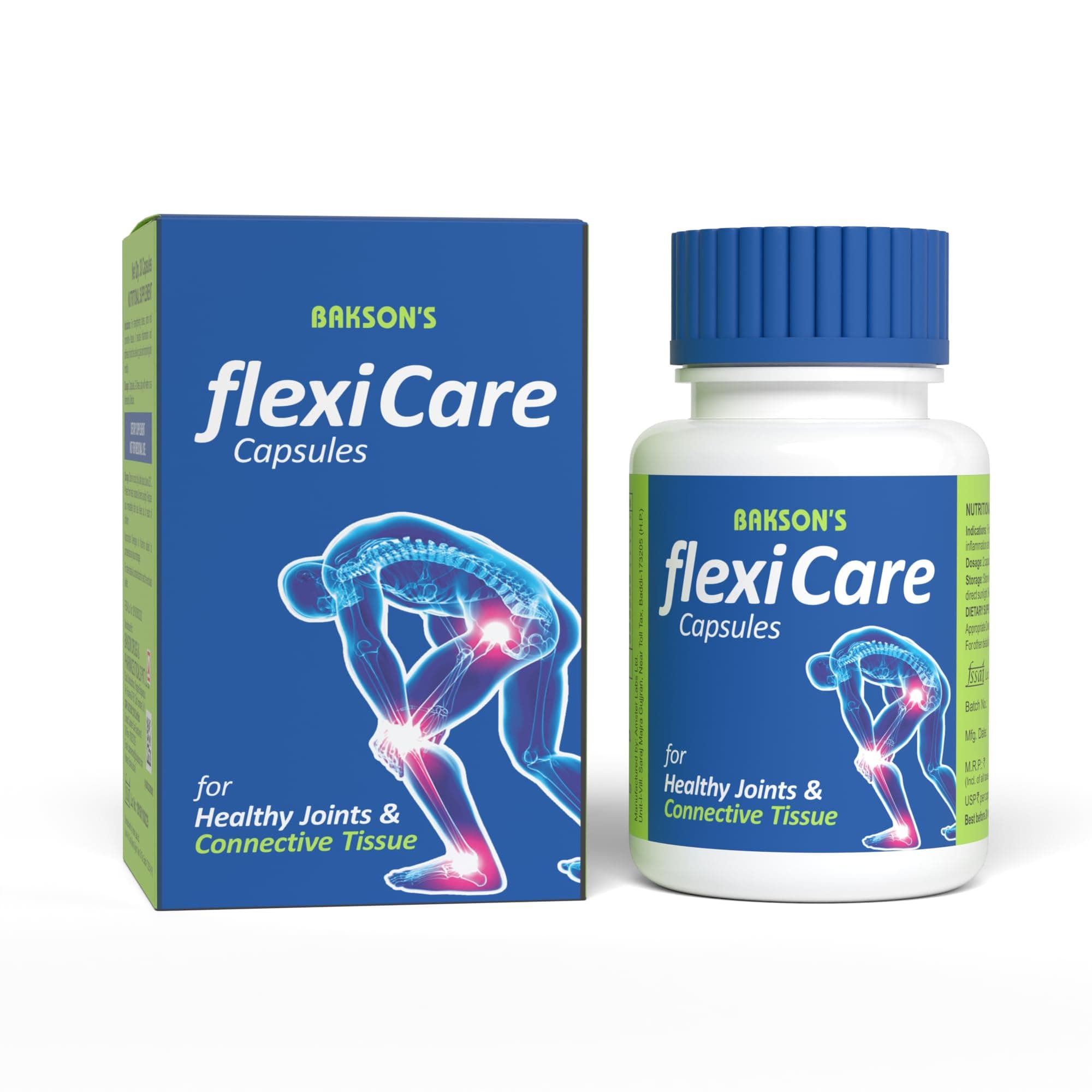 Flexicare Capsules For Strengthening Bones, Joints & Connective Tissues | Reduces Inflammation, Joint Stiffness, Improves Joint Mobility & Relieves Pain For Men & Women, 30 Capsules
