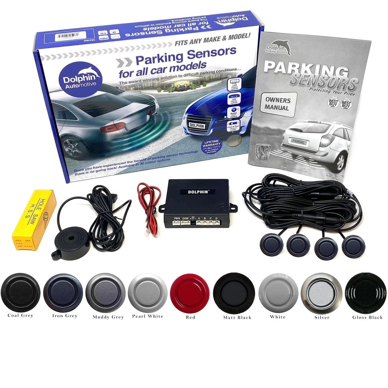 DMS400 Micro Size Reverse Parking Sensors - 4 Rear Sensors With Audio Alerts - Auto Express Award Winning Brand In 9 Colours (Iron Grey)