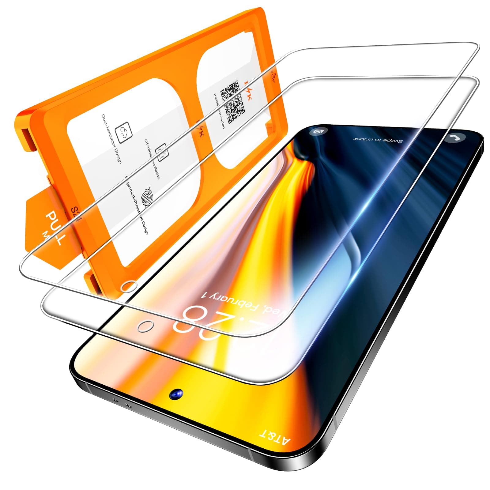 LϟK 3 in 1 for Samsung Galaxy S24 Screen Protector, 2 Pack HD Tempered Glass Film + 1 Dust Free Installation Tool, No Bubbles Samsung S24 Screen Protector