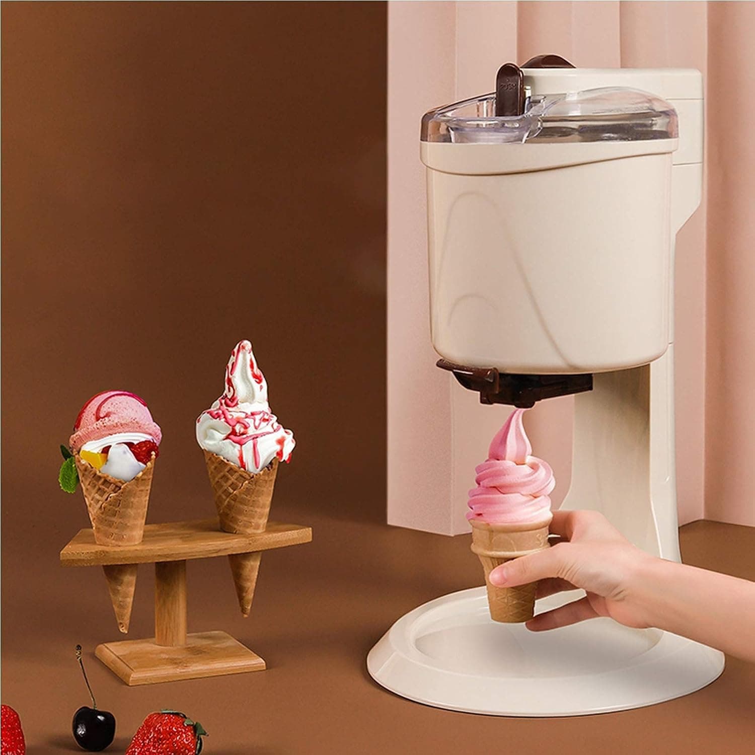 Soft Serve Ice Cream Machine, Ice Cream Makers for Home, freezing Yogurt Sorbet Maker Automatic Machine, Ice Cream Makers Machine for Home Portable Blender,110V