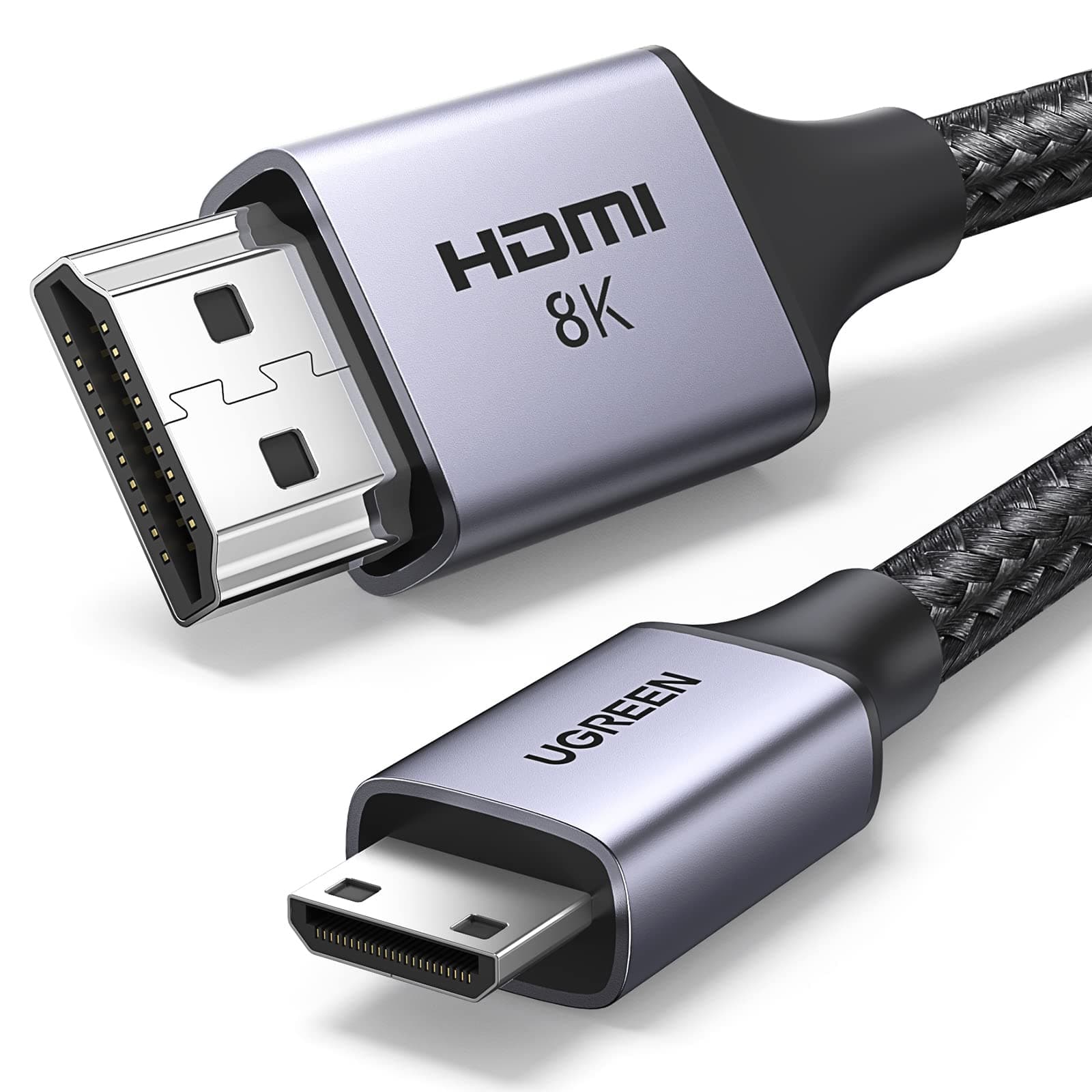 Mini HDMI to HDMI 2.1 Cable 8K 4K 1440P@240/144/120Hz 48Gbps Ultra High Speed eARC Dolby Vision HDR Lead Compatible with DSLR Camera Raspberry Pi Capture Card Laptop Portable Monitor TV PS5(1M)