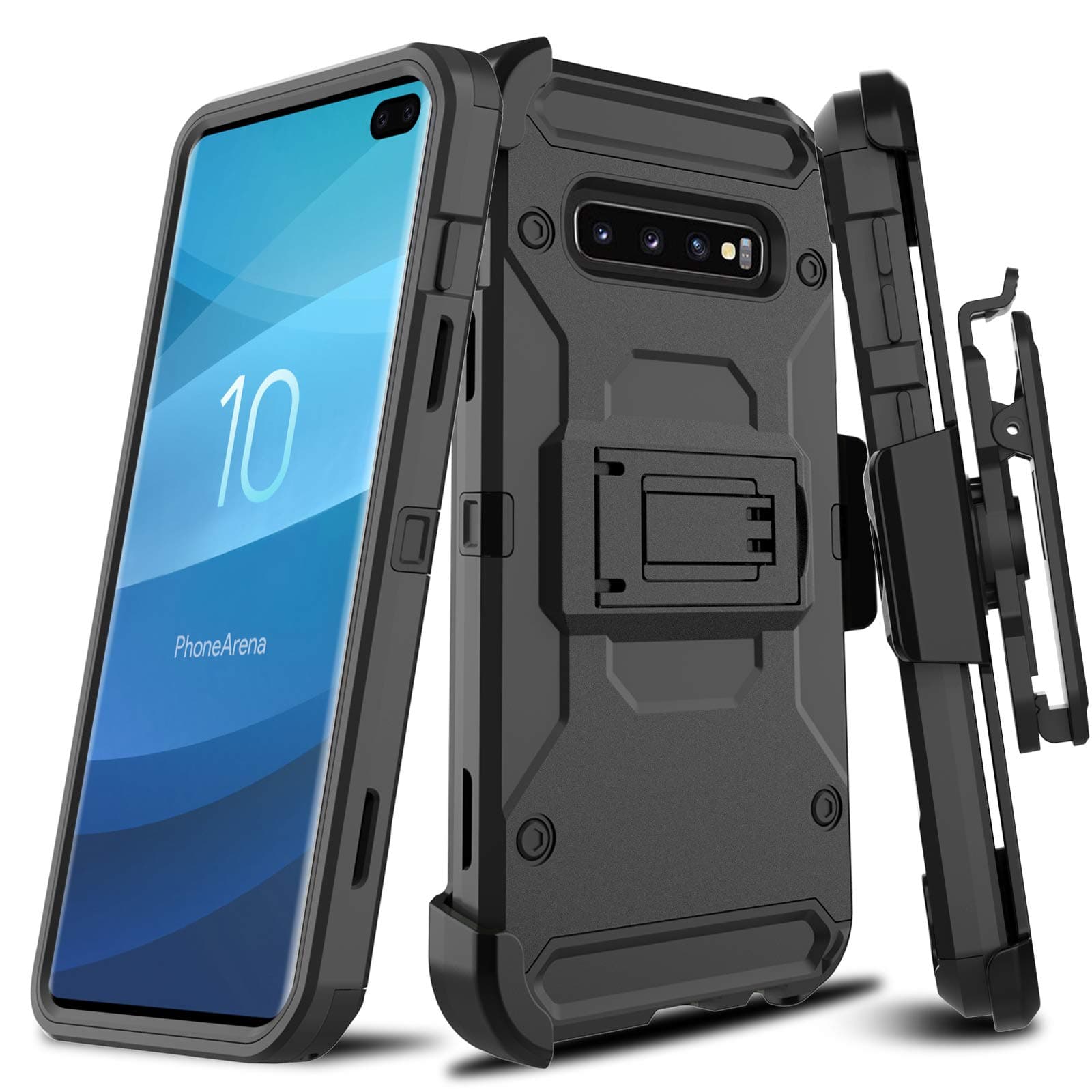 Leptech Kickstand Series Compatible with Samsung Galaxy S10 Plus Case, Galaxy S10+ Case (Black)