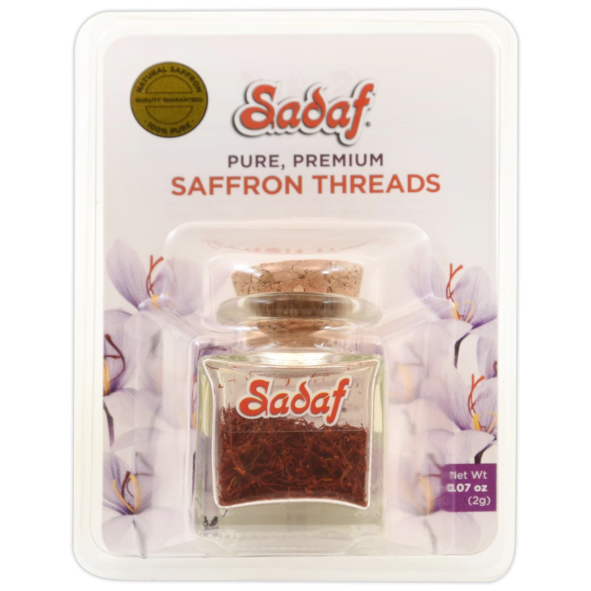 Sadaf Premium Saffron Threads - Premium Grade 'A' Saffron for Cooking - Pure Saffron Delight - Kosher - 2 g Bottle