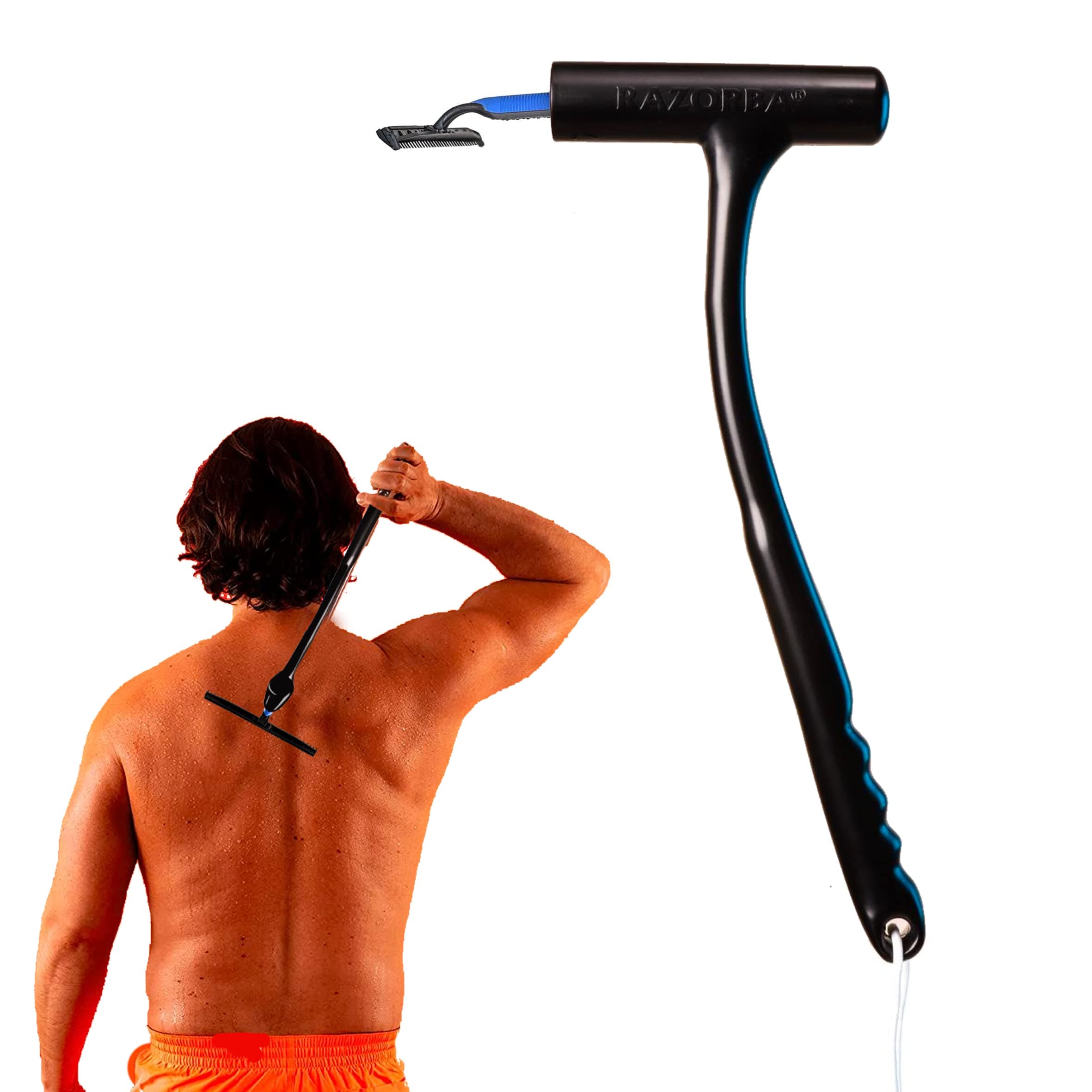 Back Shaver for Men - Razor Extension Handle. Ergonomic Manscape Yeti Stick. Leg & Back Shavers for Men & Women. Men's Back Hair Remover Wand. DIY Body Groomer Extension